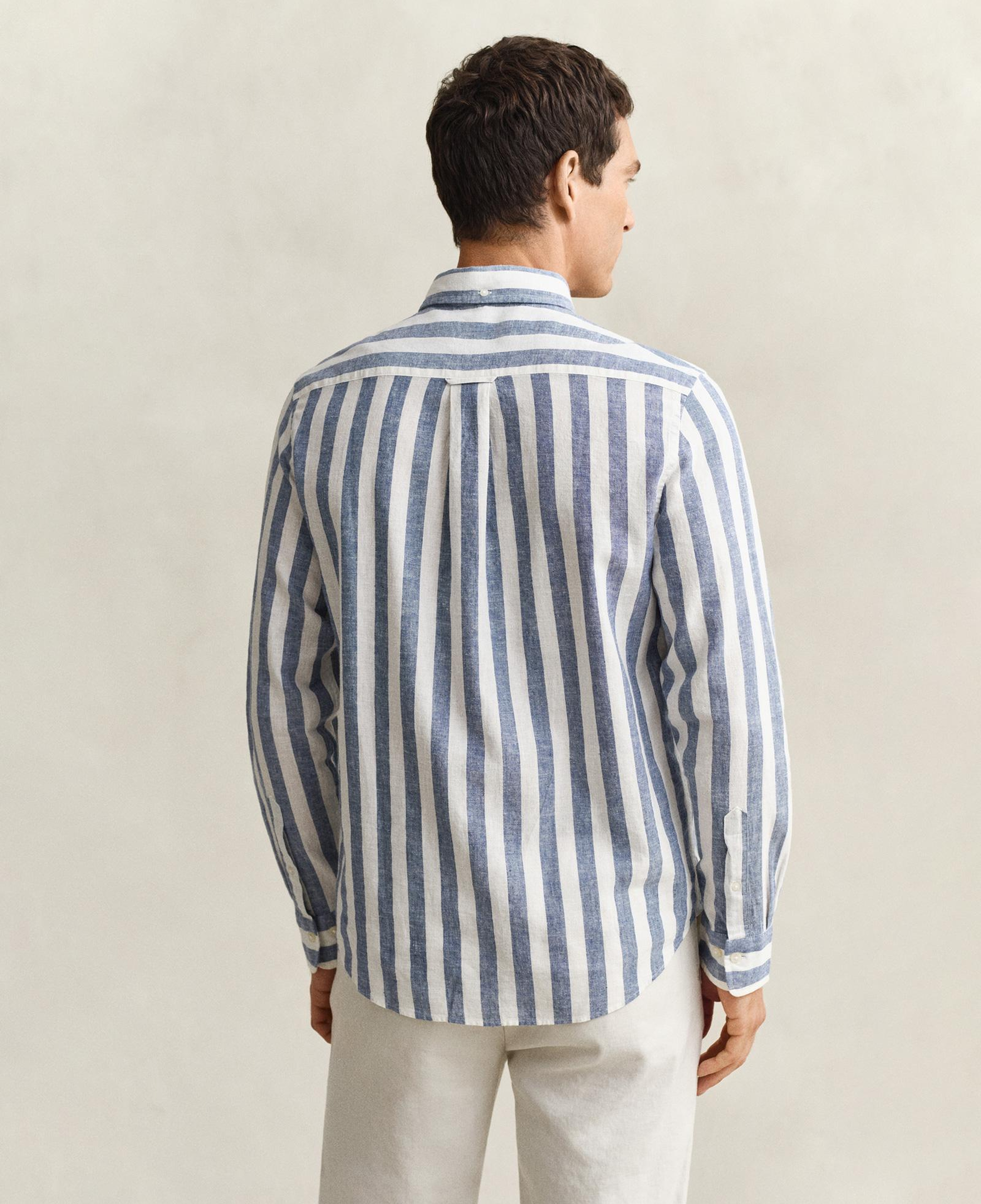 GANT Erkek Mavi Regular Fit Çizgili Logolu Gömlek