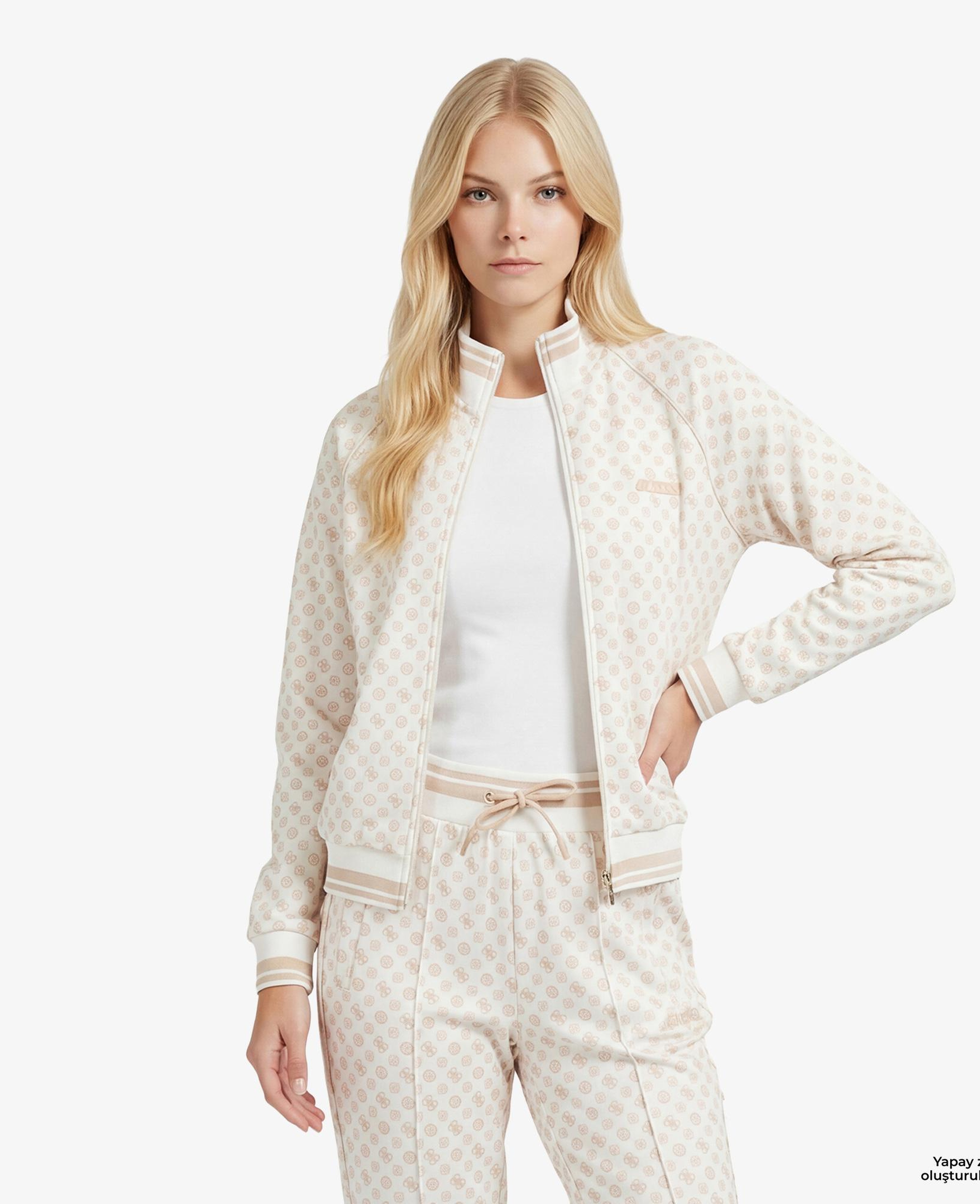Guess Aggie Aktif Scuba Kadın Krem Sweatshirt