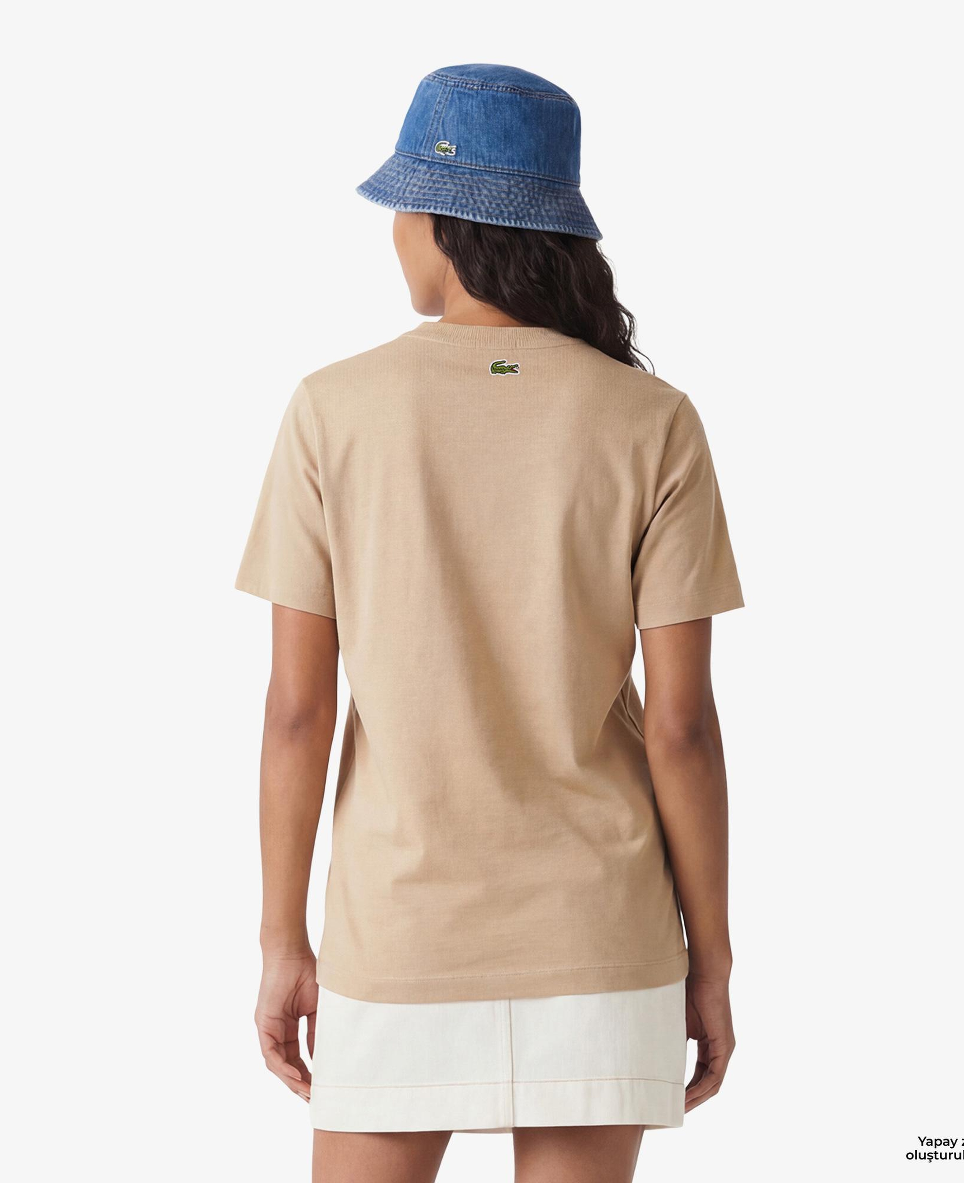 Lacoste Print Cotton Kadın Bej T-Shirt