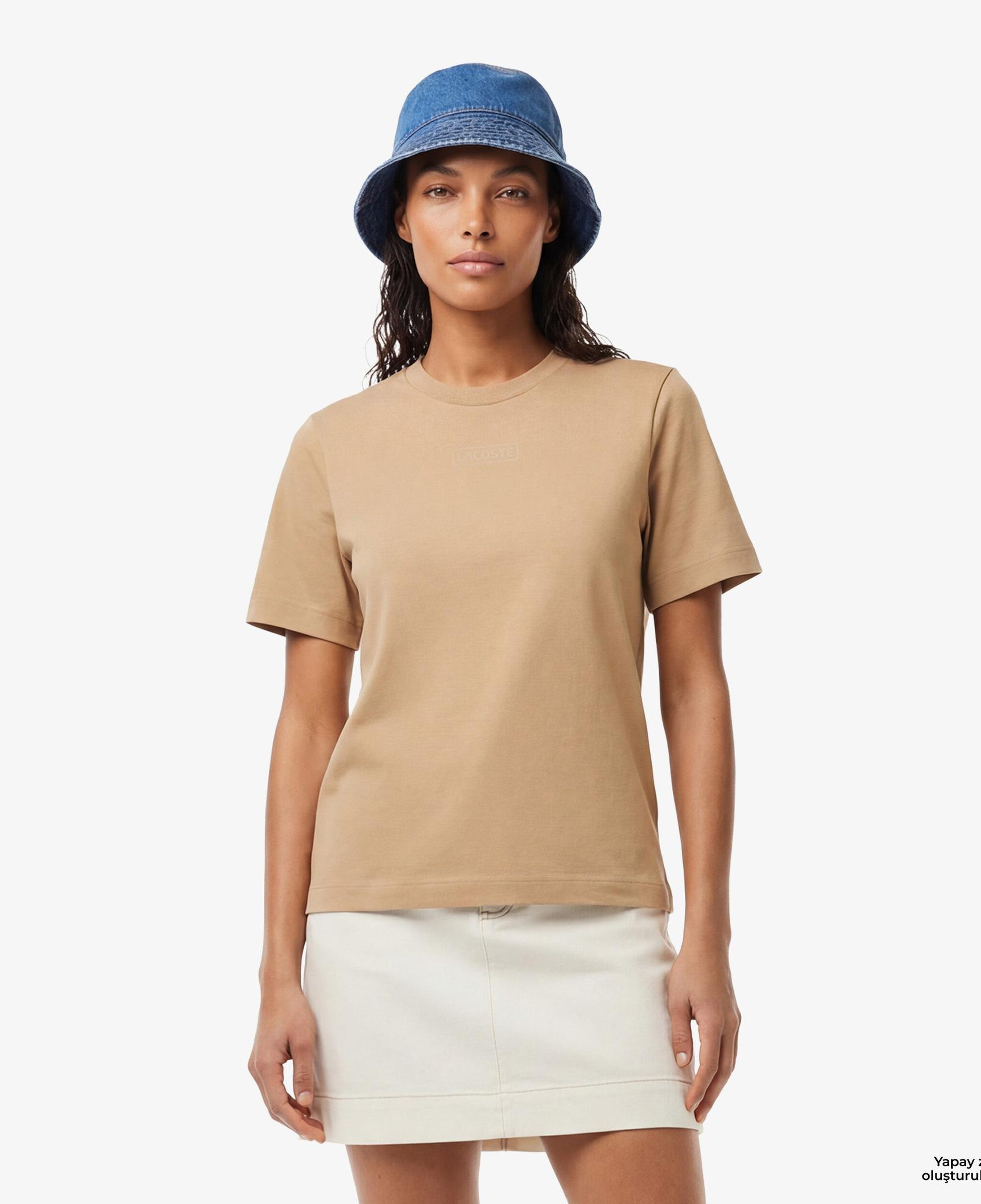 Lacoste Print Cotton Kadın Bej T-Shirt