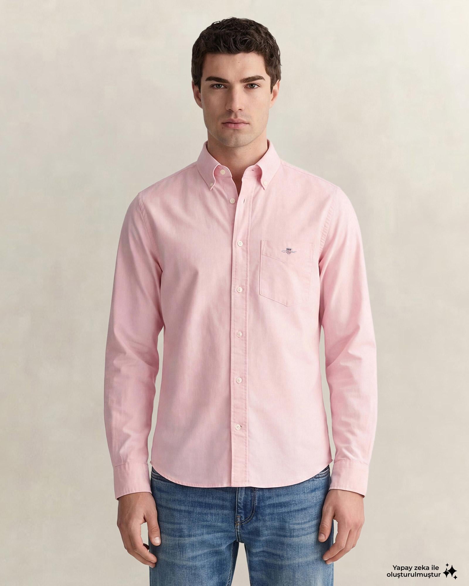 GANT Erkek Pembe Regular Fit Logolu Gömlek