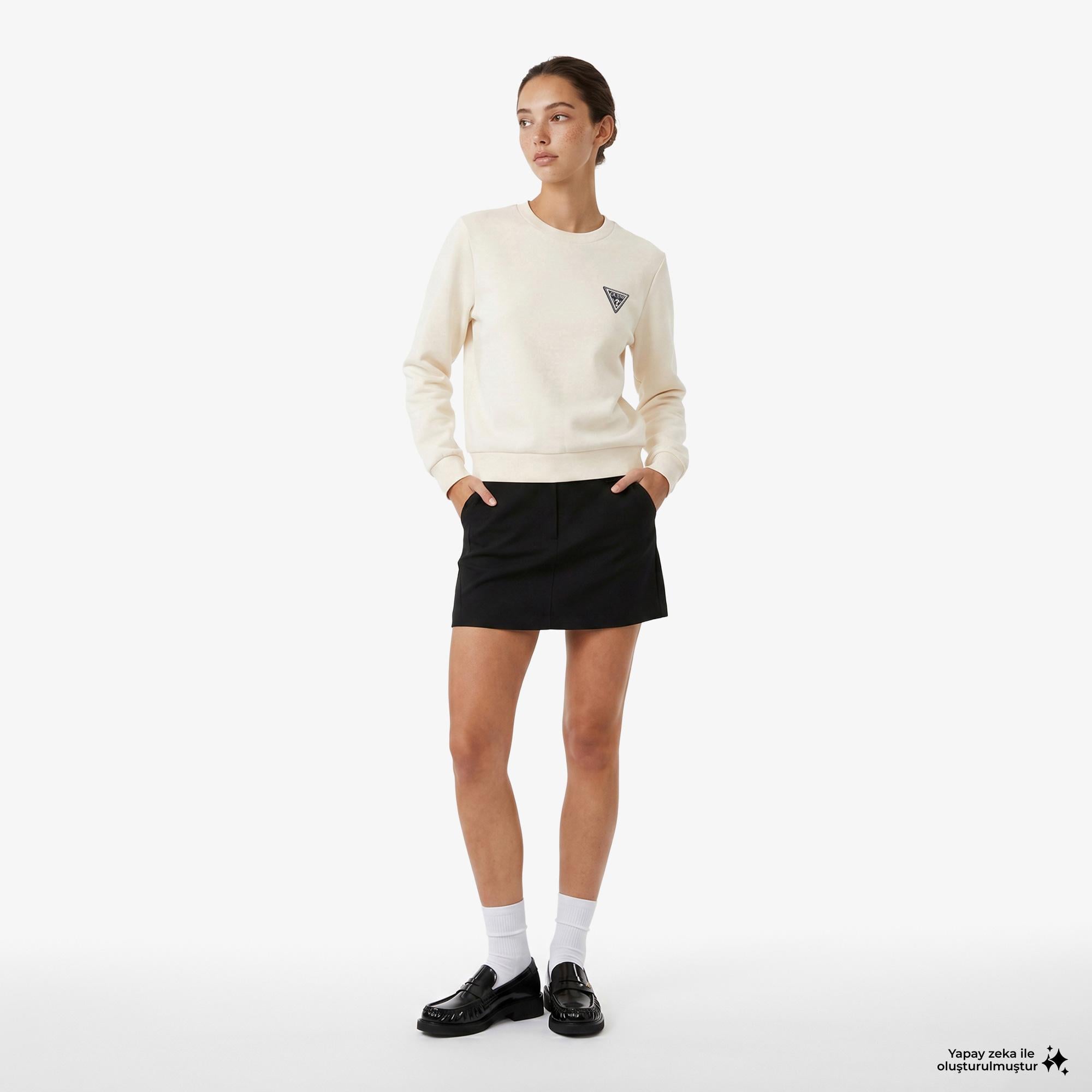 Guess Kadın Krem Sweatshirt