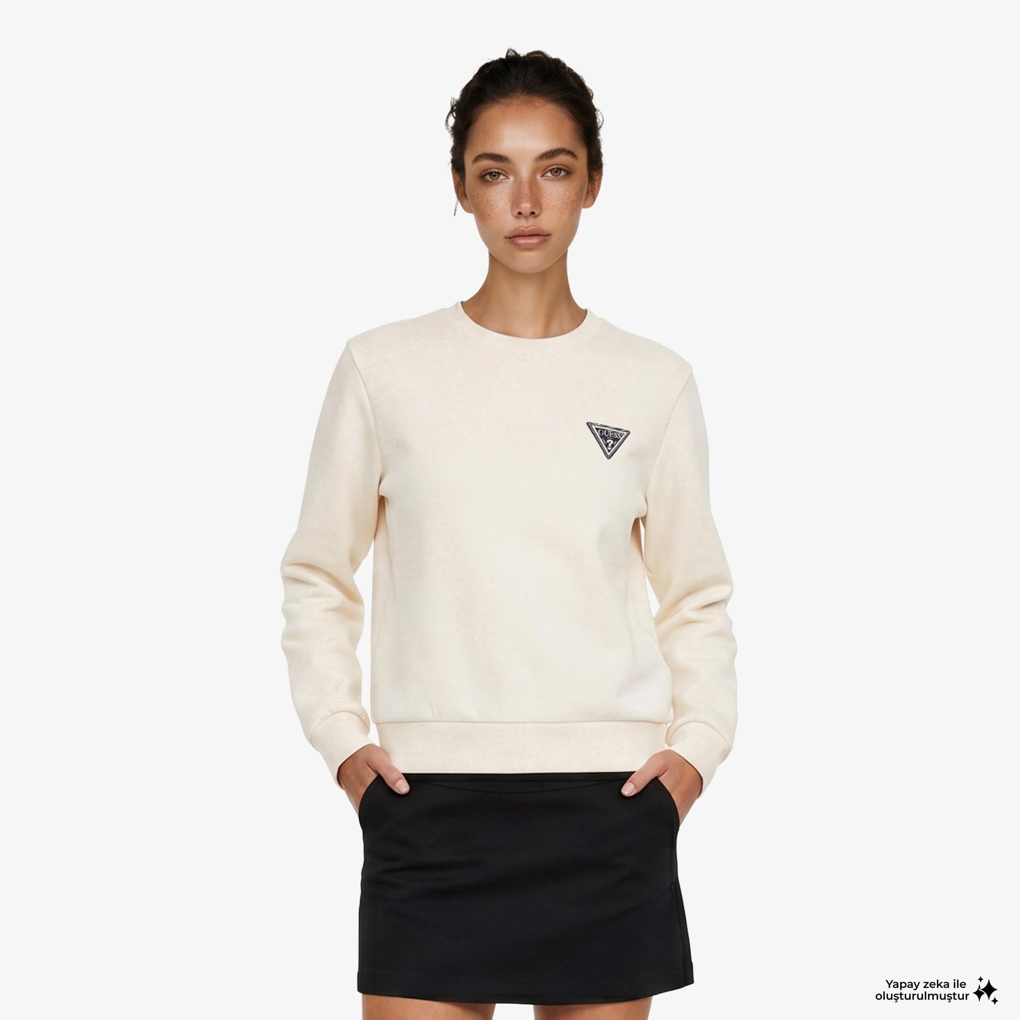 Guess Kadın Krem Sweatshirt