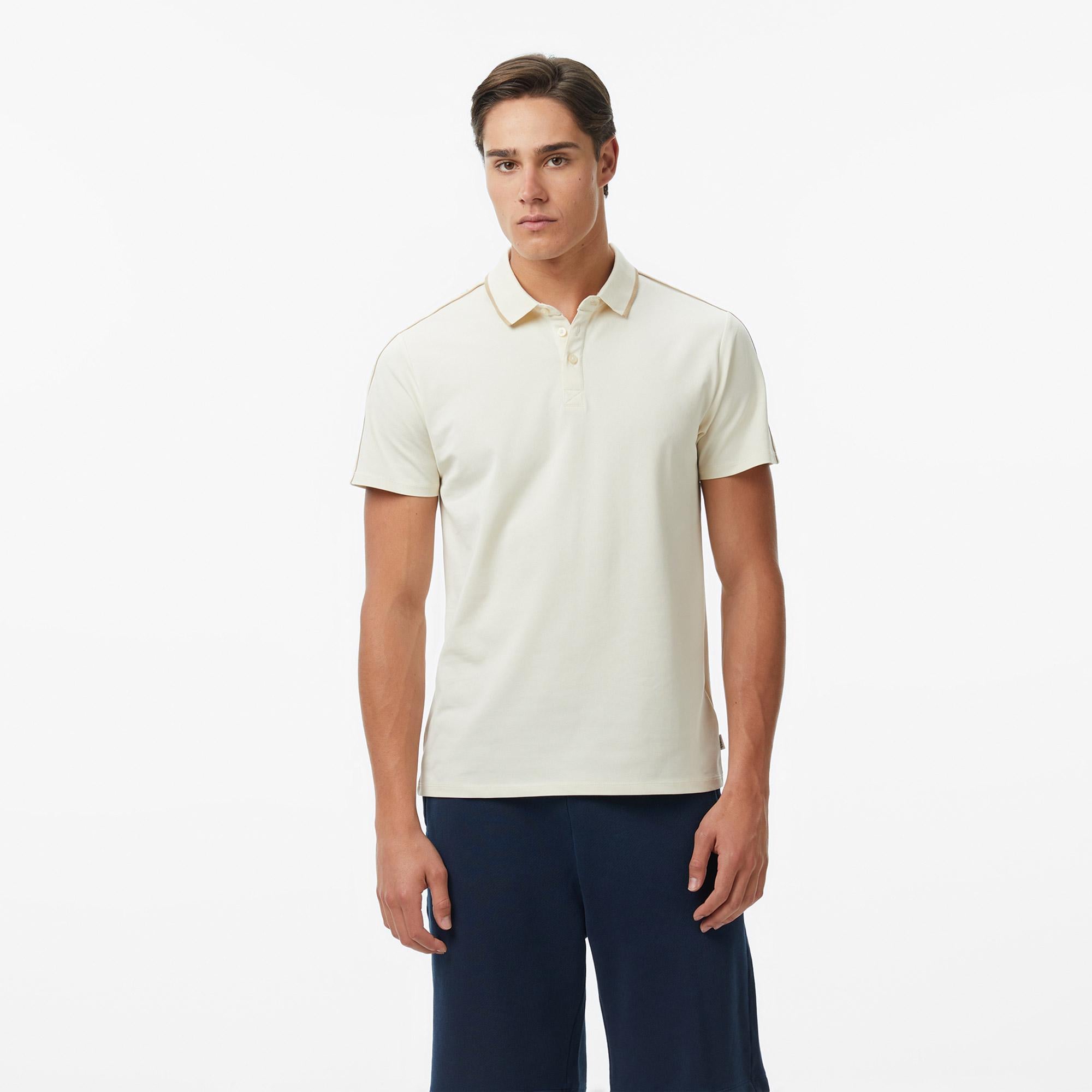 Guess Quattro Erkek Bej Polo T-Shirt