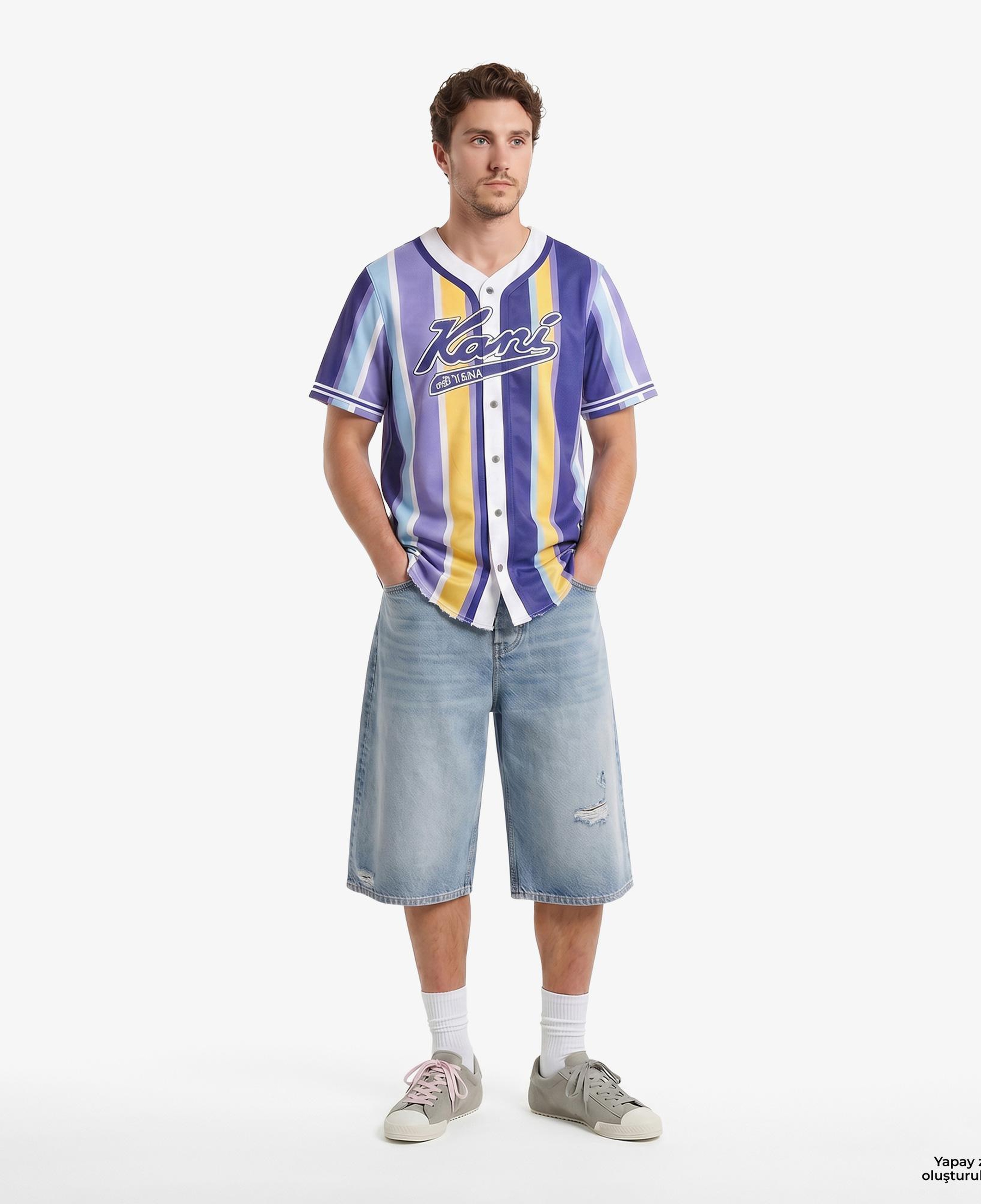 Karl Kani Varsity Striped Baseball Erkek Renkli Gömlek