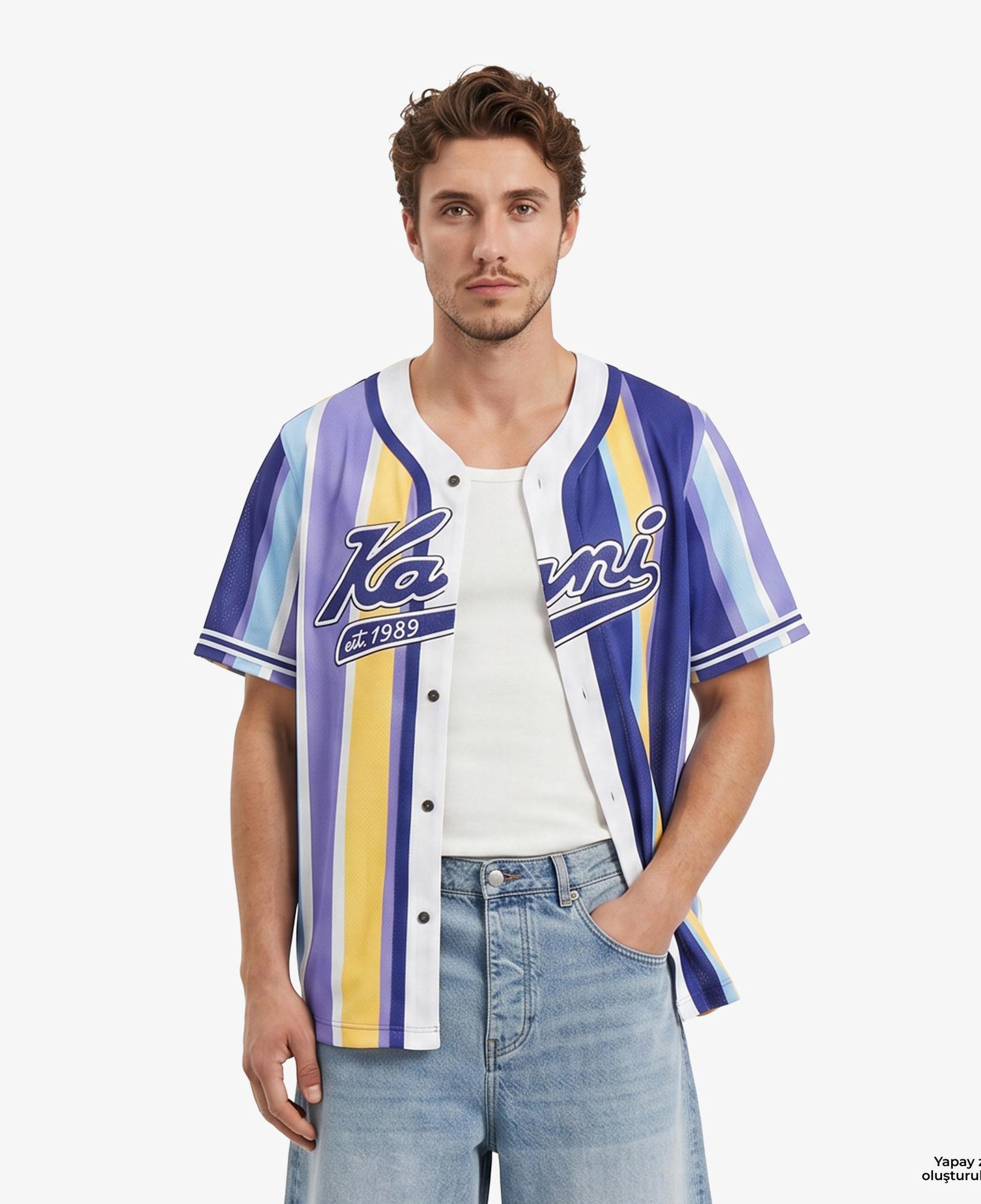 Karl Kani Varsity Striped Baseball Erkek Renkli Gömlek