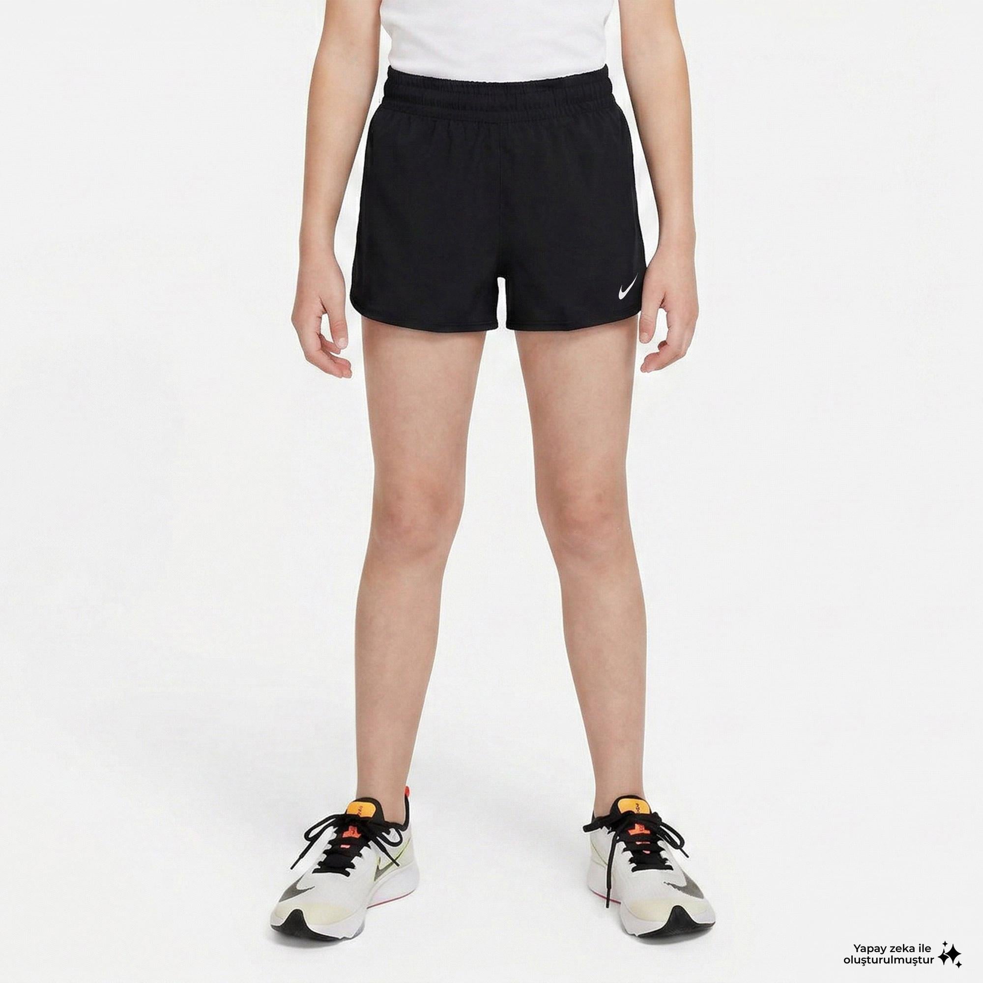 Nike Dri-Fit One Woven High Rise Çocuk Siyah Şort