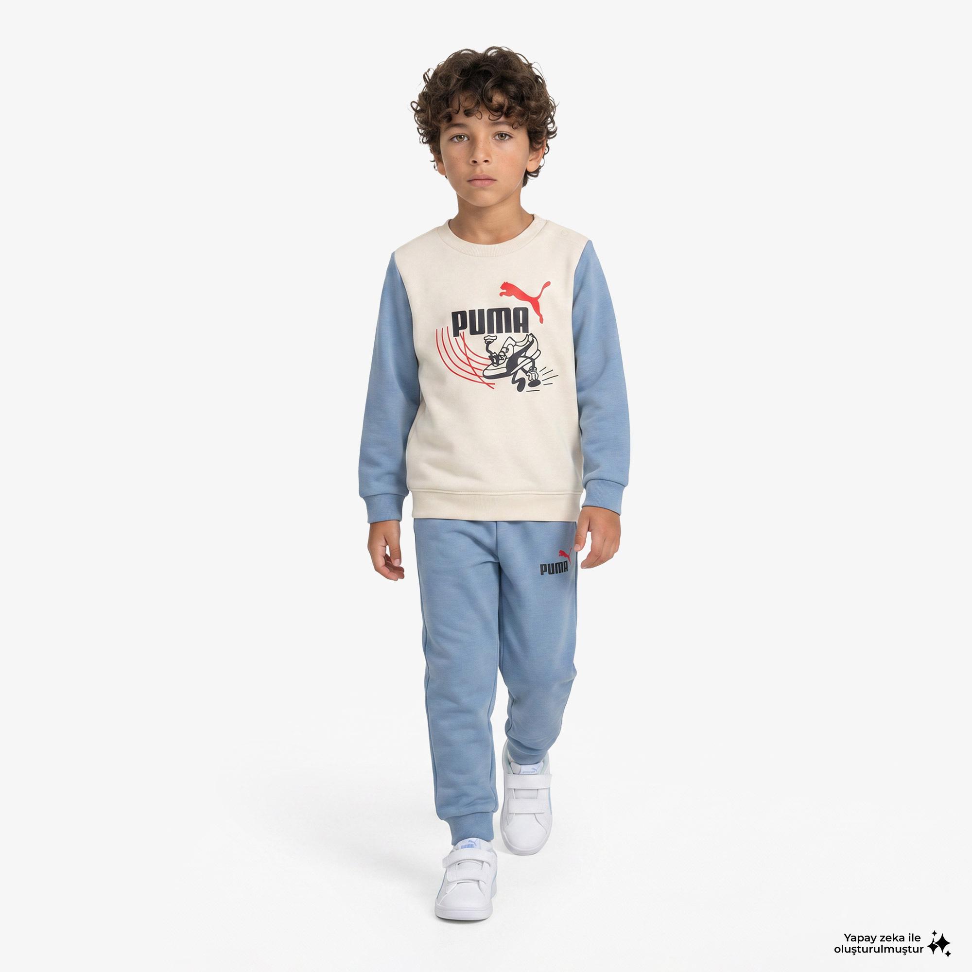 Puma Minicats Little Runners Çocuk Krem Eşofman Takımı