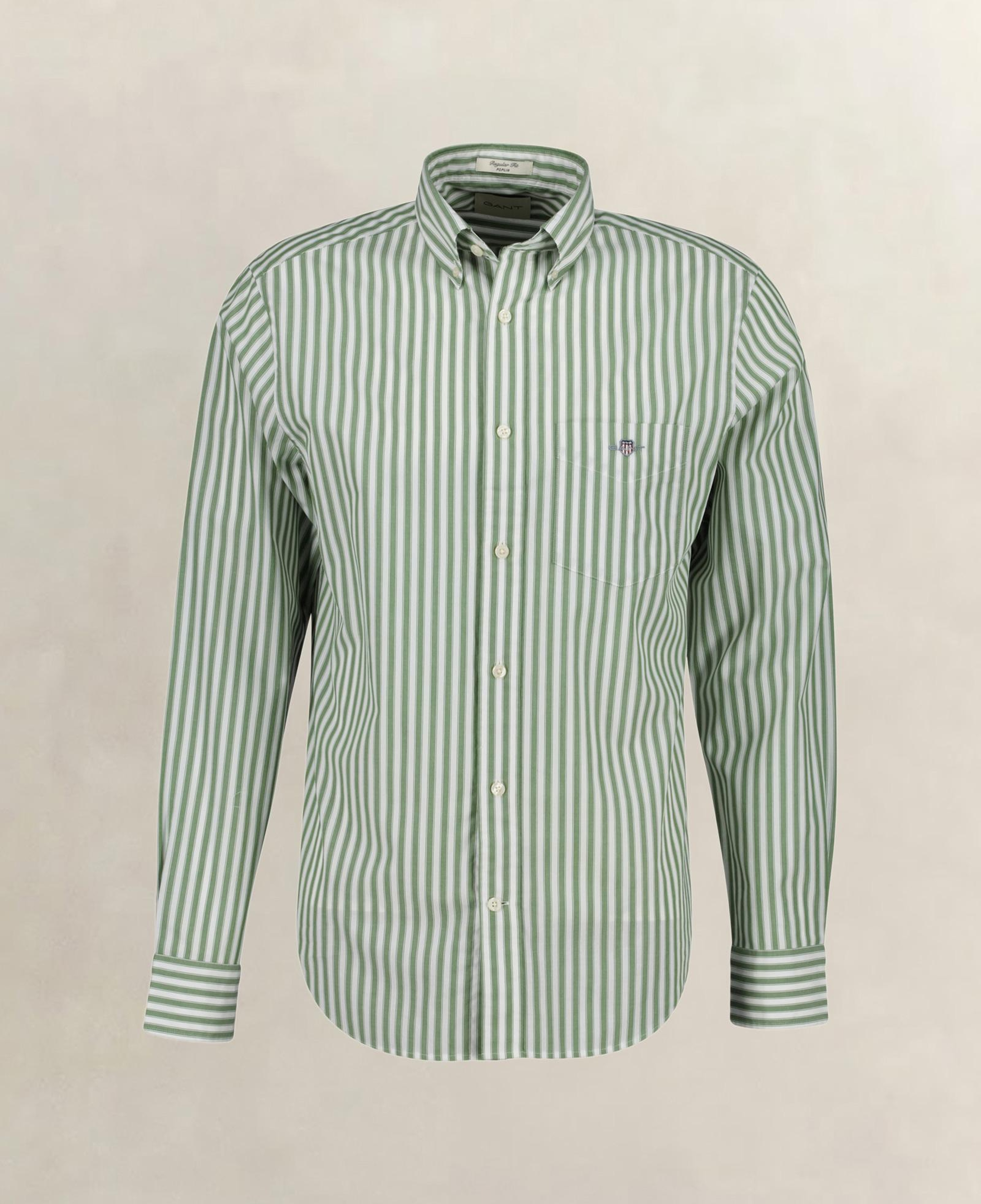 GANT Erkek Yeşil Regular Fit Çizgili Logolu Gömlek