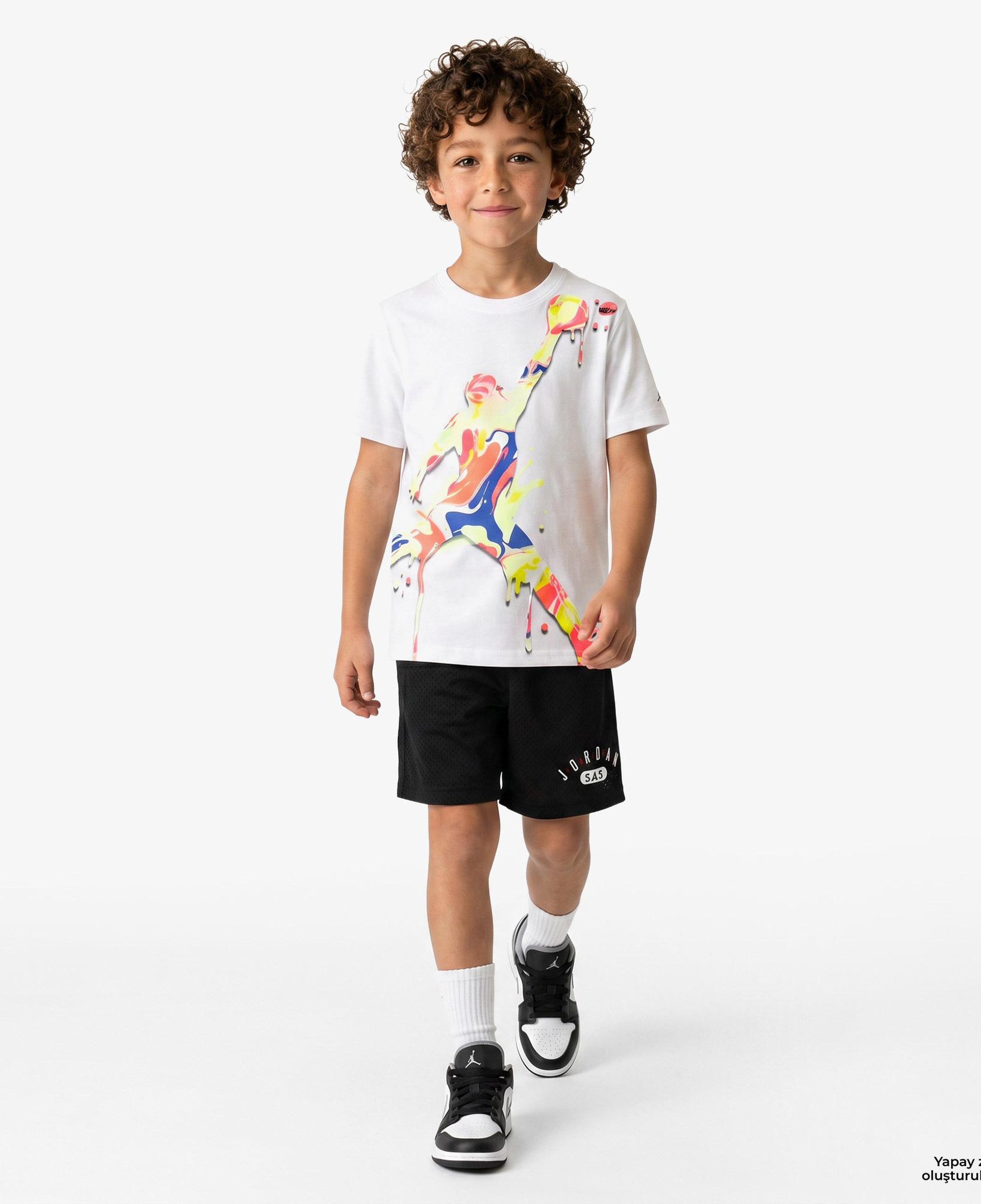 Jordan Super Splash Paint Spill Jumpman Erkek Çocuk Beyaz T-Shirt