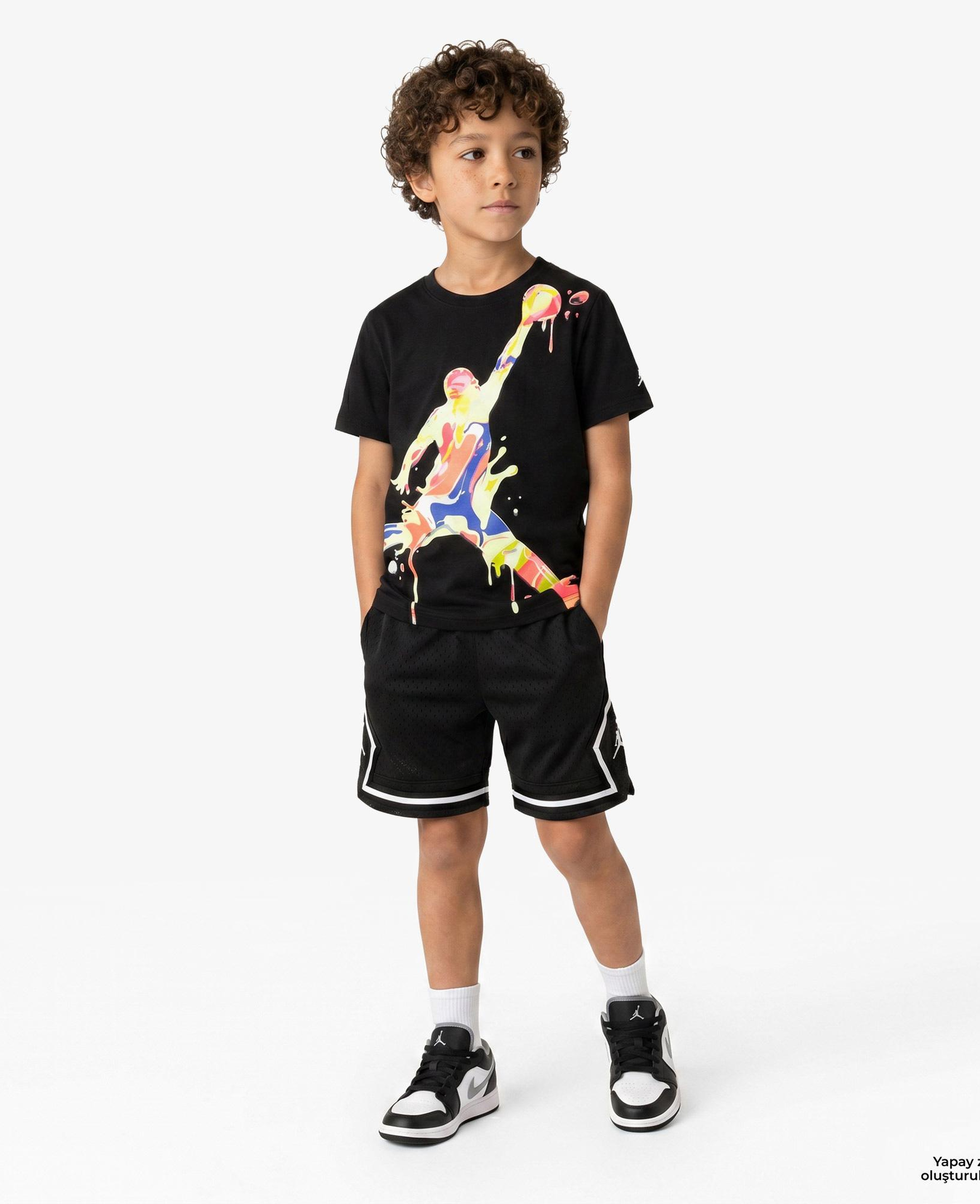 Jordan Super Splash Paint Spill Jumpman Erkek Çocuk Siyah T-Shirt