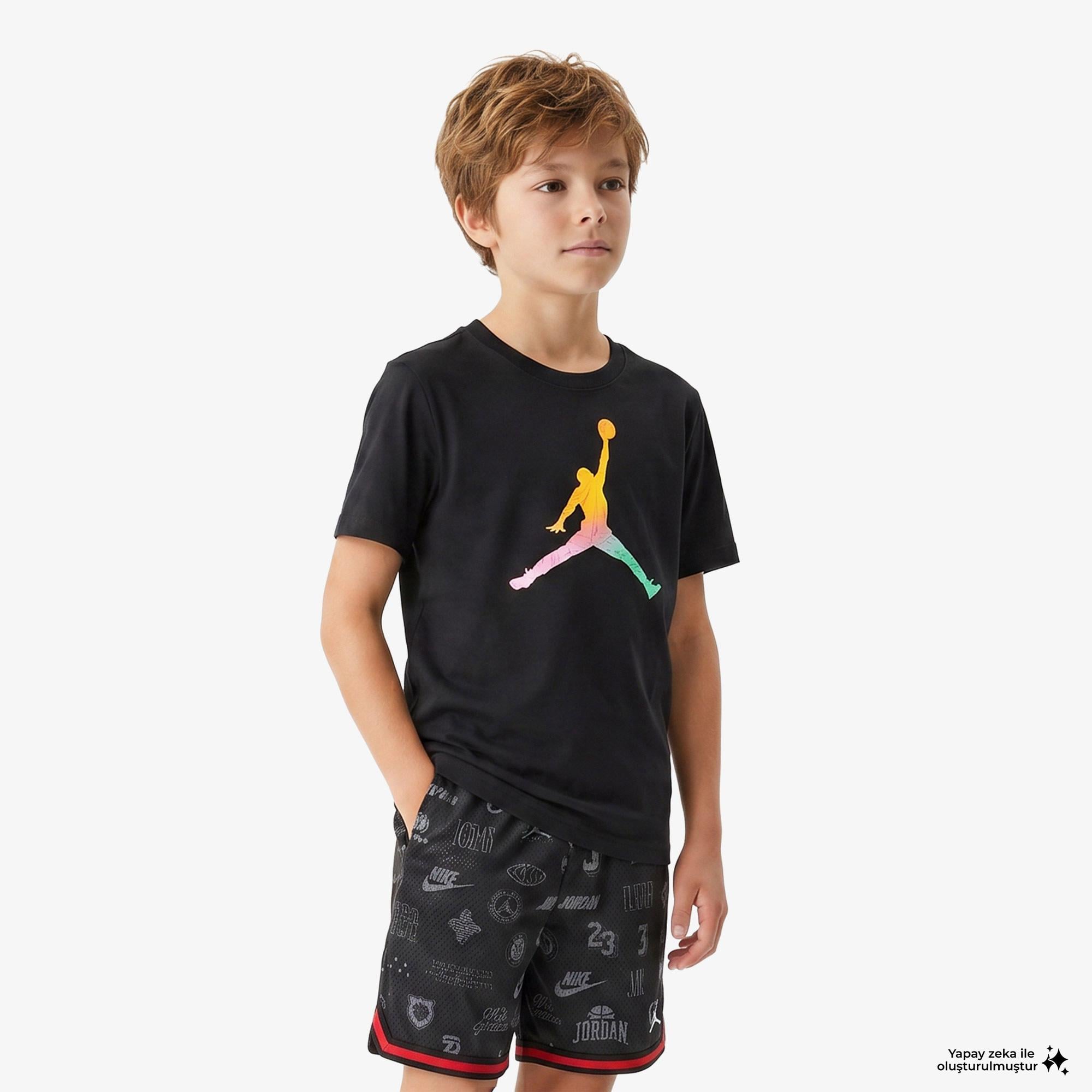 Jordan Tie-Dye Jumpman Erkek Çocuk Siyah T-Shirt