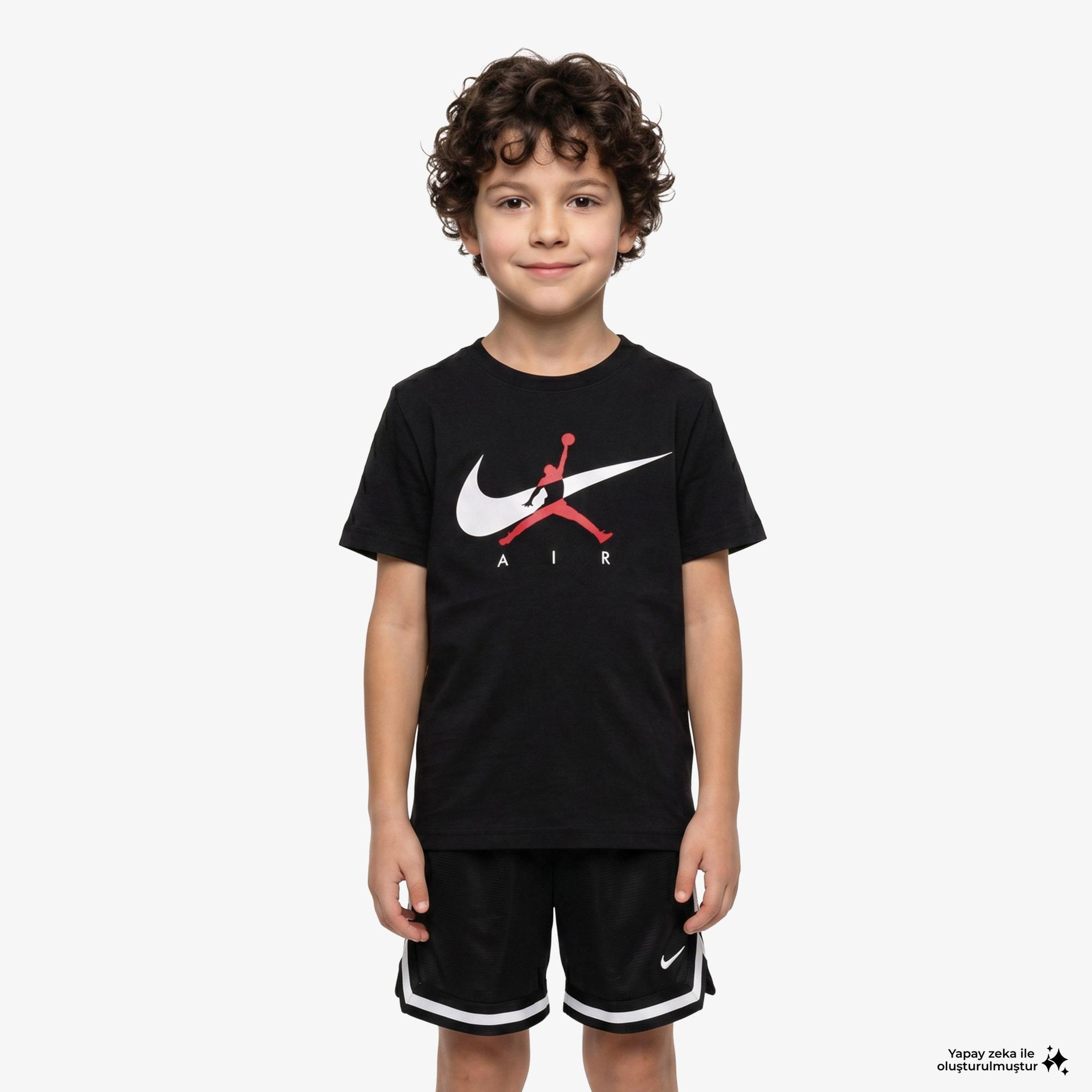Jordan Jumpman Swoosh Intersectio Erkek Çocuk Siyah T-Shirt