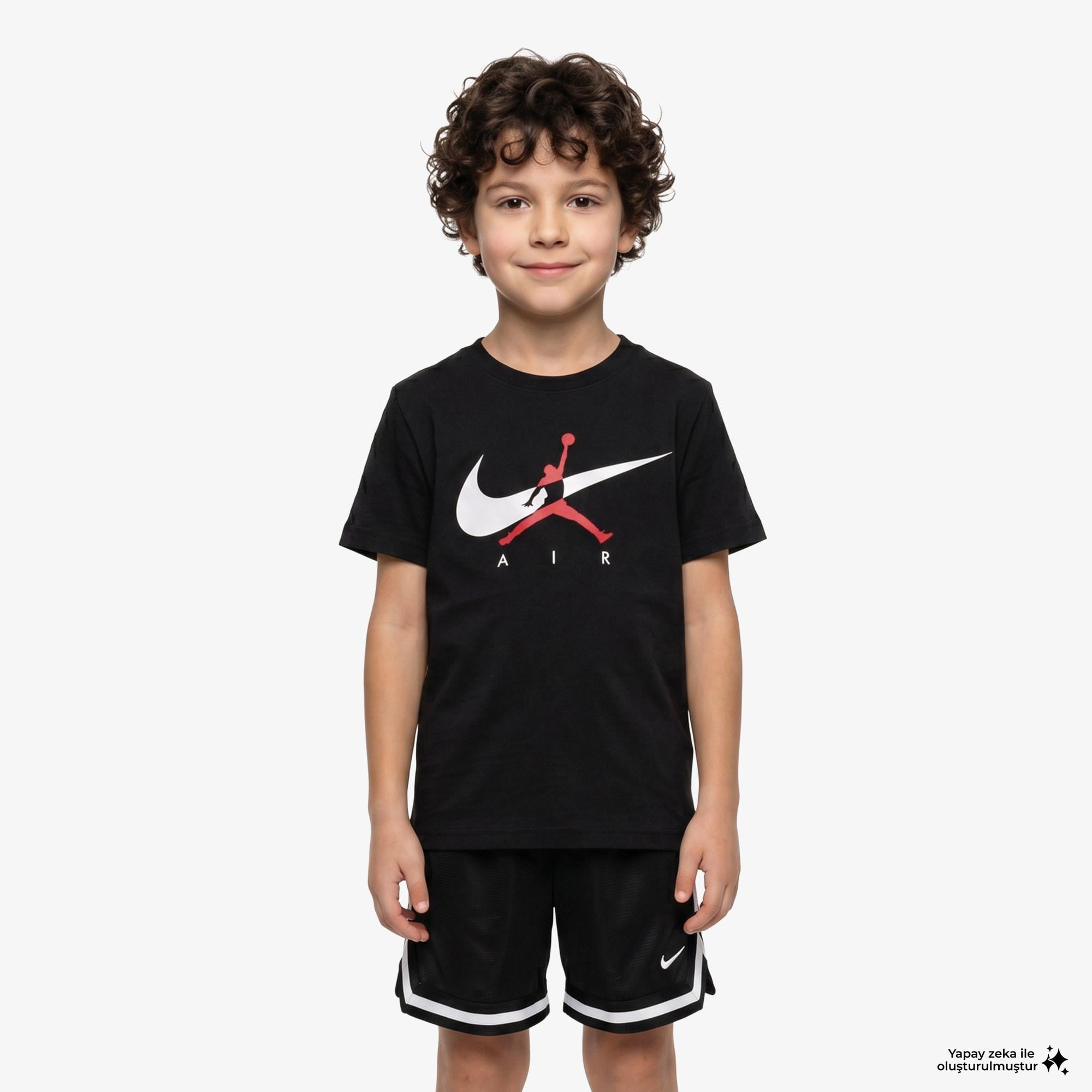 Jordan Jumpman Swoosh Intersectio Erkek Çocuk Siyah T-Shirt