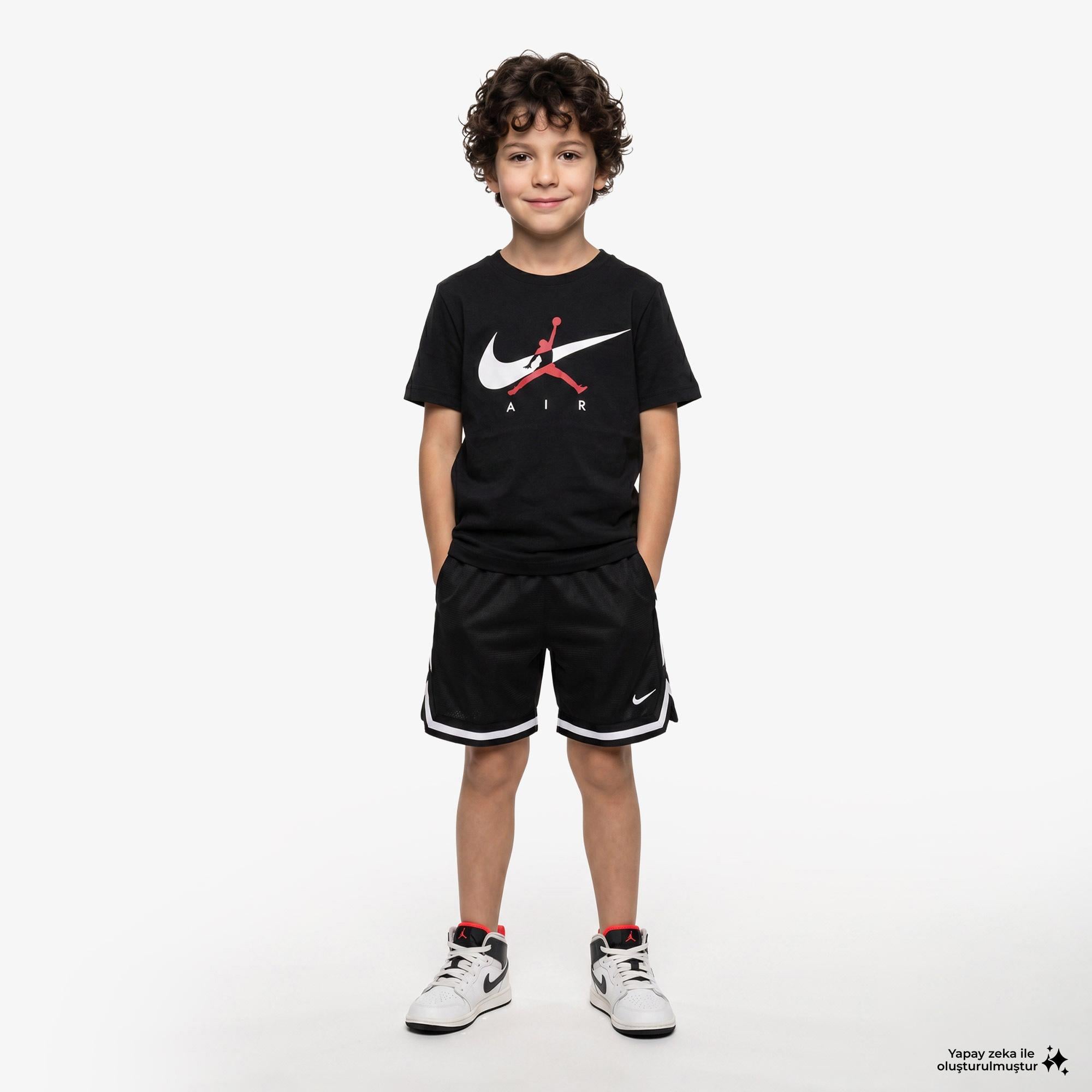 Jordan Jumpman Swoosh Intersectio Erkek Çocuk Siyah T-Shirt