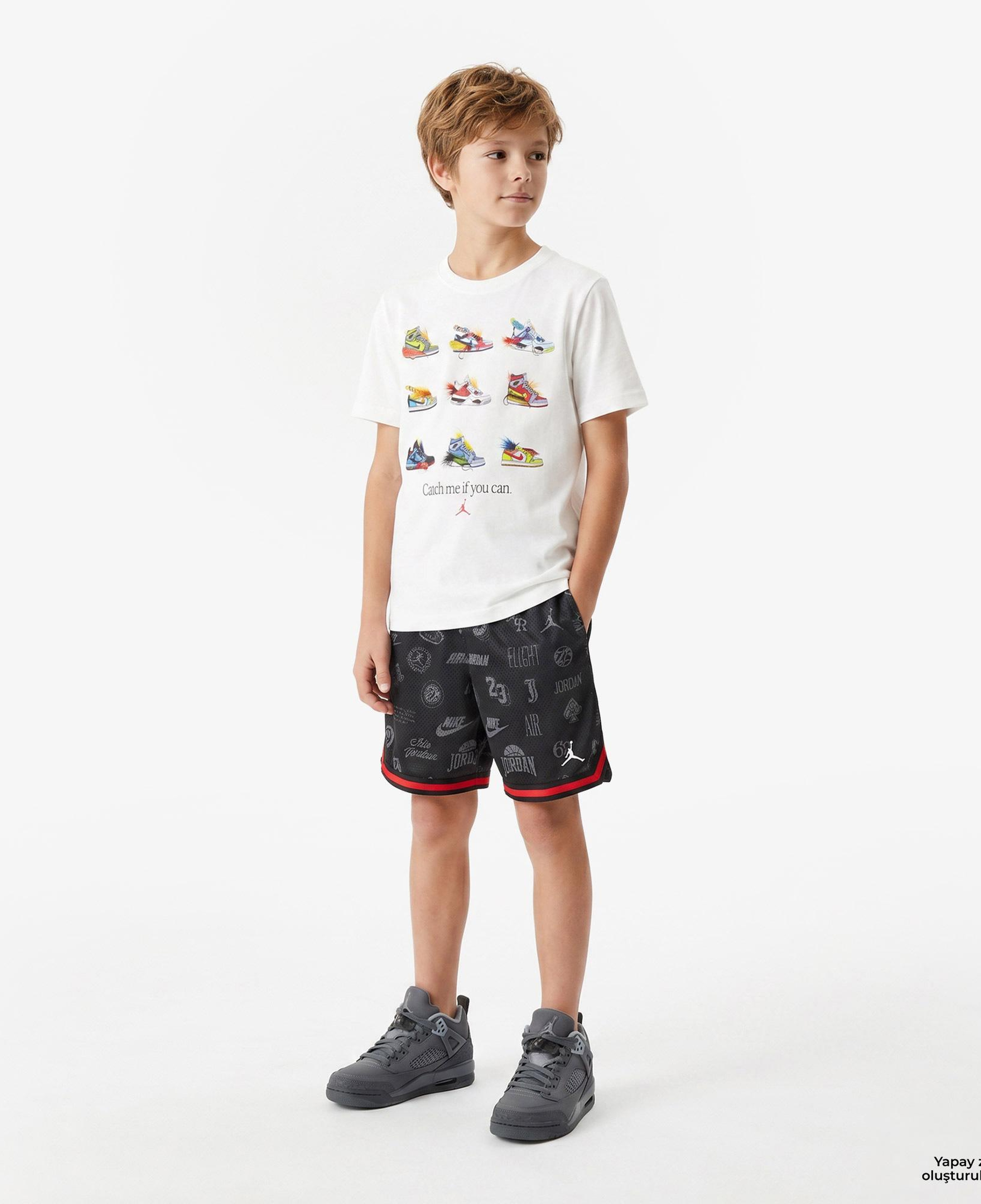 Jordan Taping Mesh Print Erkek Çocuk Siyah Şort