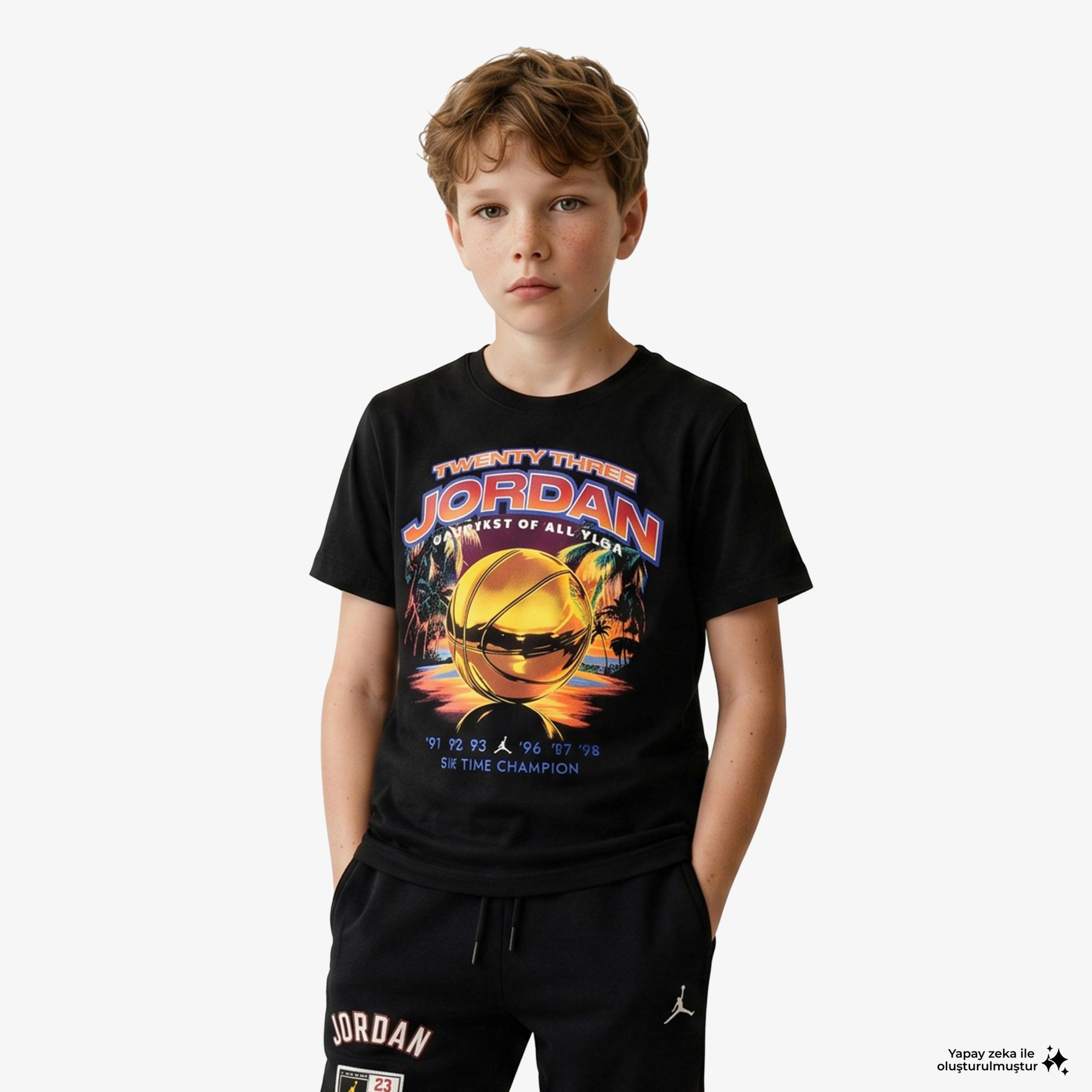 Jordan Venice Beach Hoops Erkek Çocuk Siyah T-Shirt