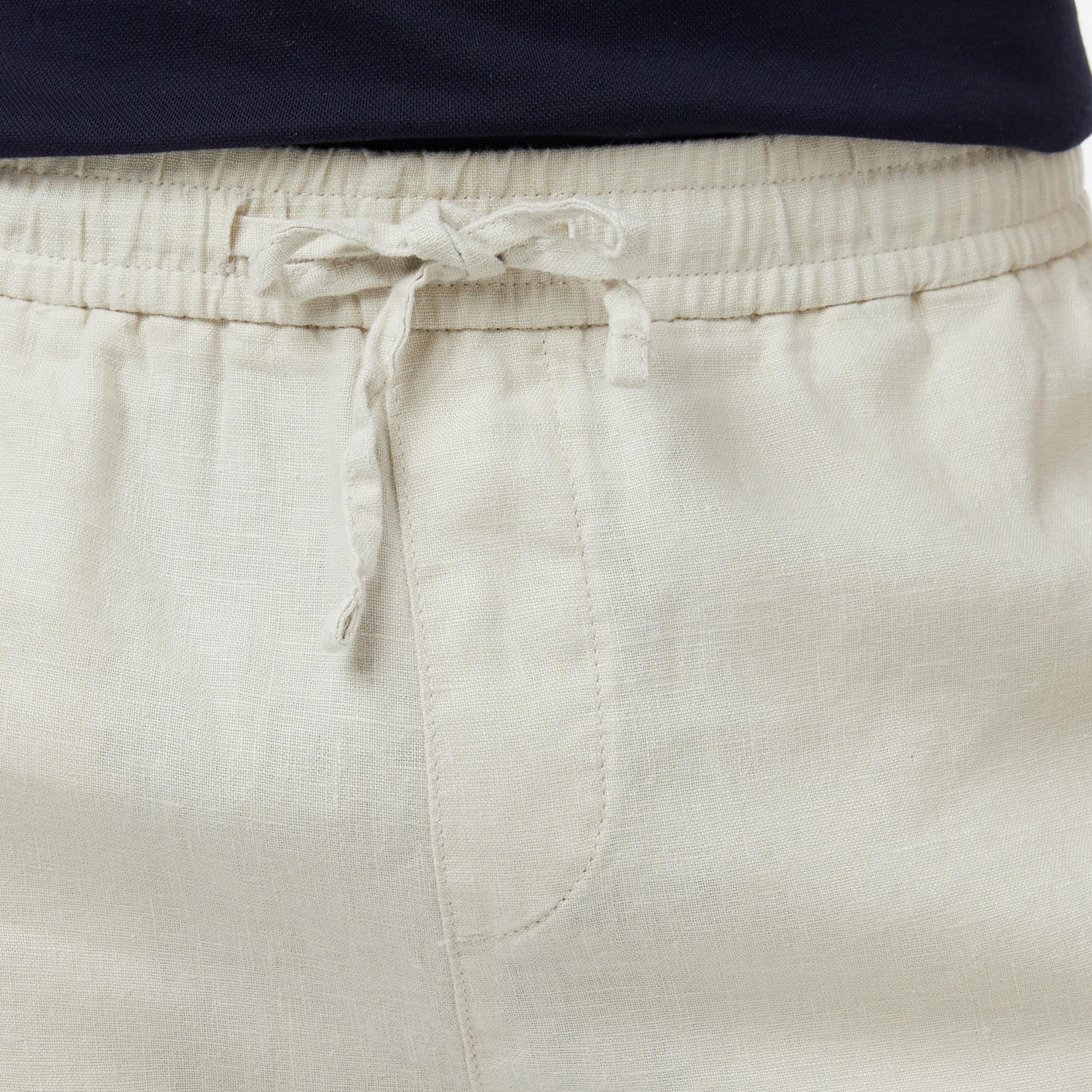 Nautica Erkek Krem Regular Fit Keten Pantolon