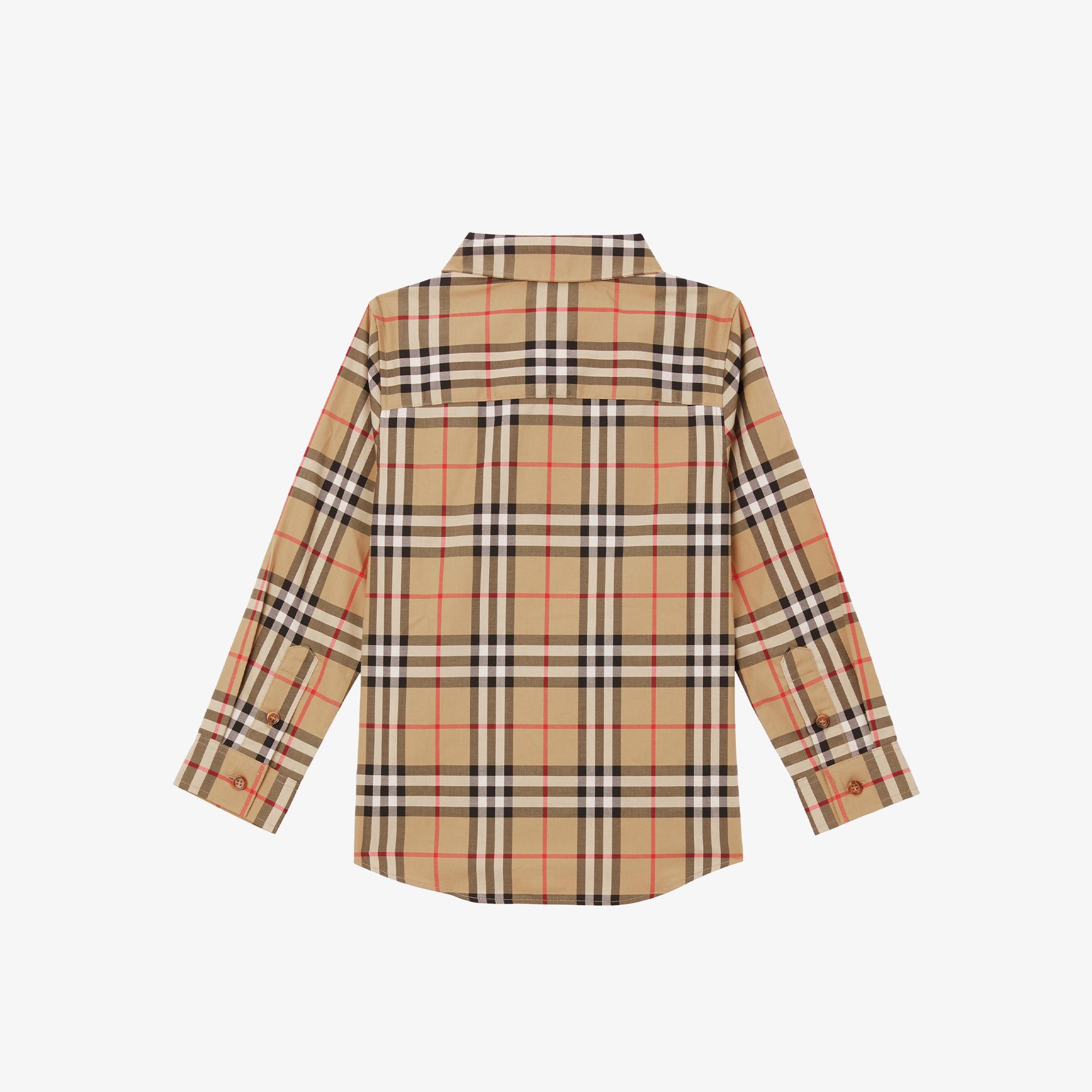 Burberry Owen Vintage Stretch Cotton Çocuk Bej Gömlek