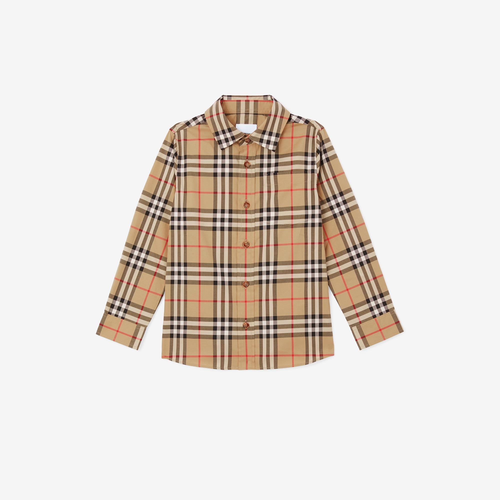 Burberry Owen Vintage Stretch Cotton Çocuk Bej Gömlek