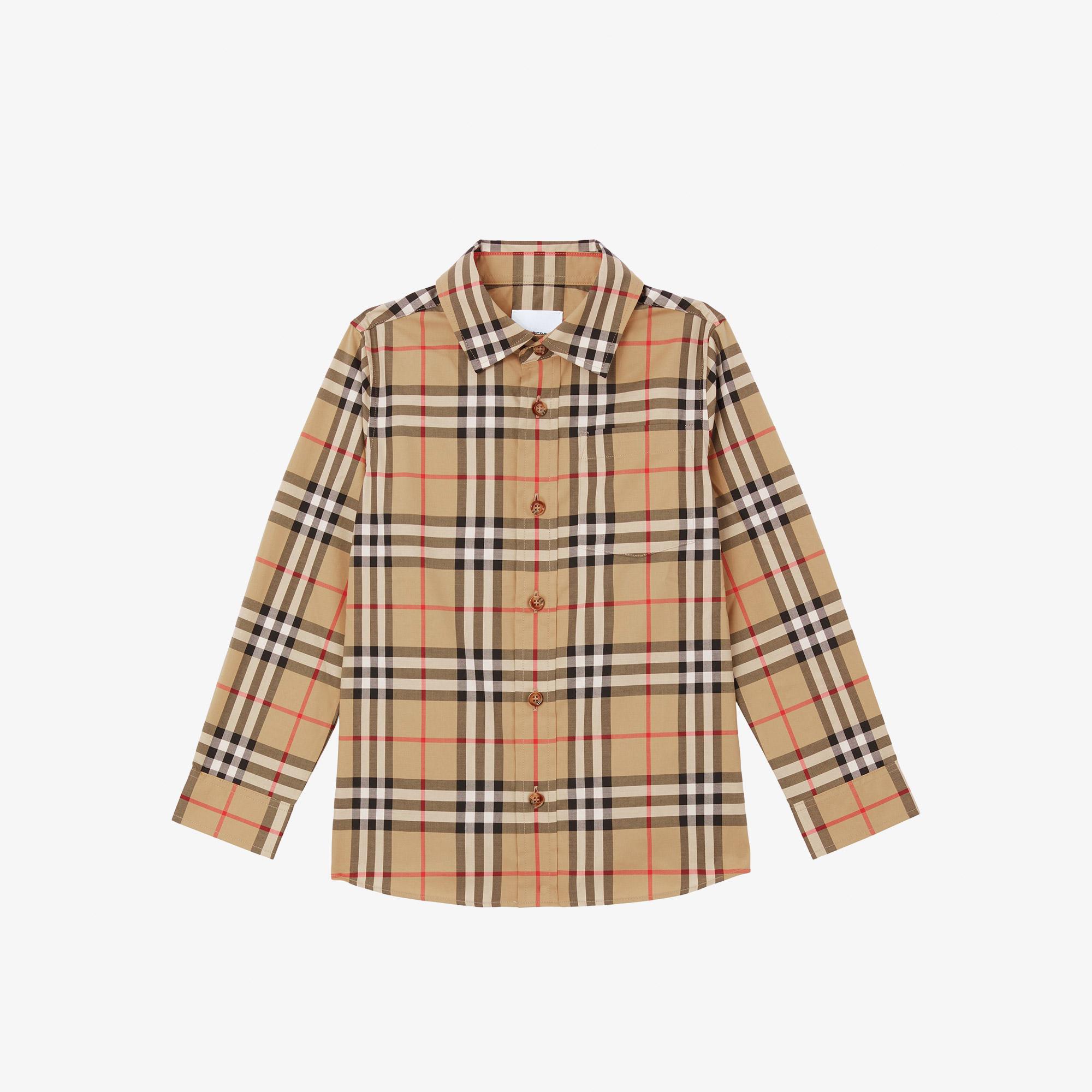 Burberry Owen Vintage Stretch Cotton Çocuk Bej Gömlek