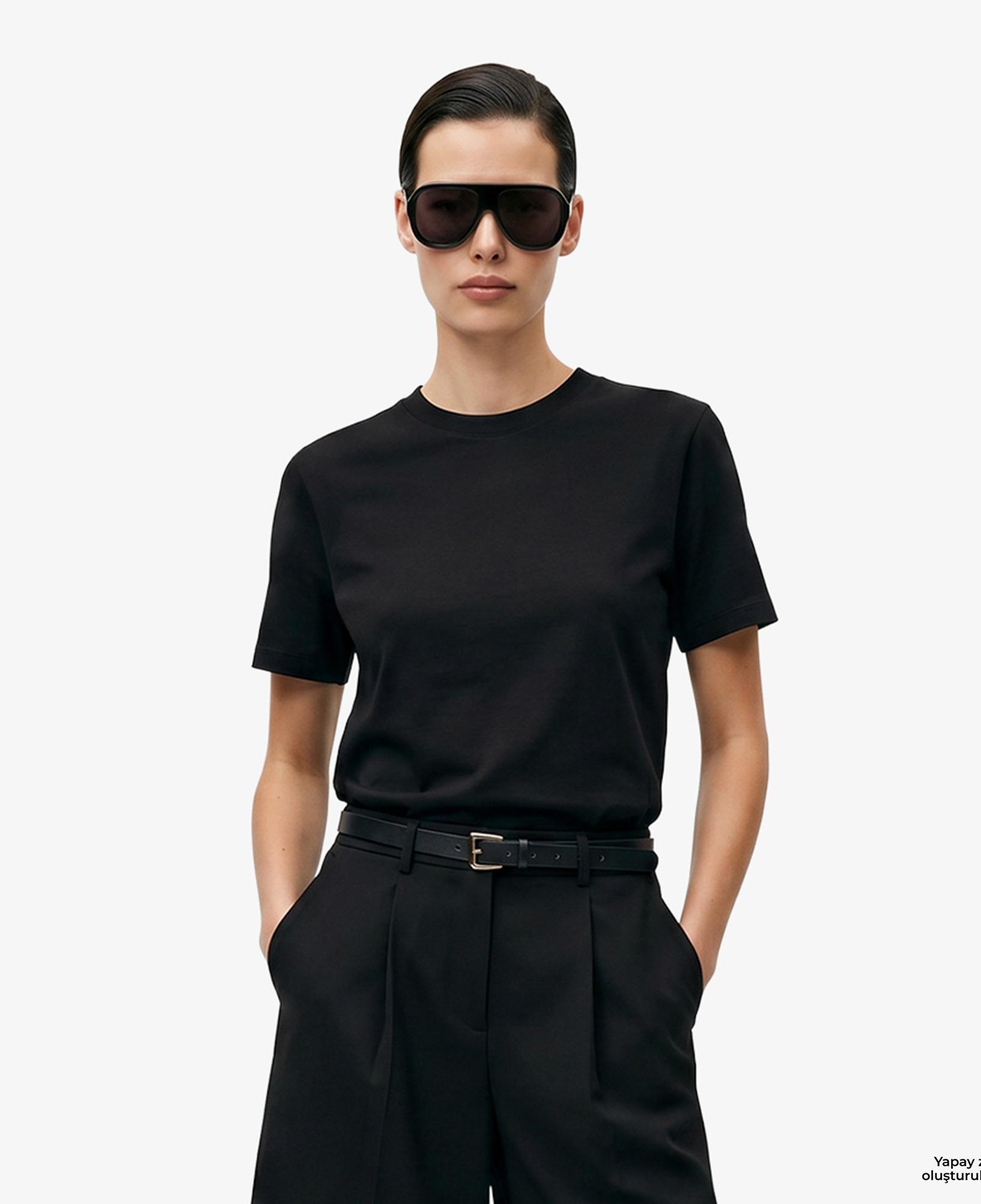 FashFed Basic Unisex Siyah T-Shirt