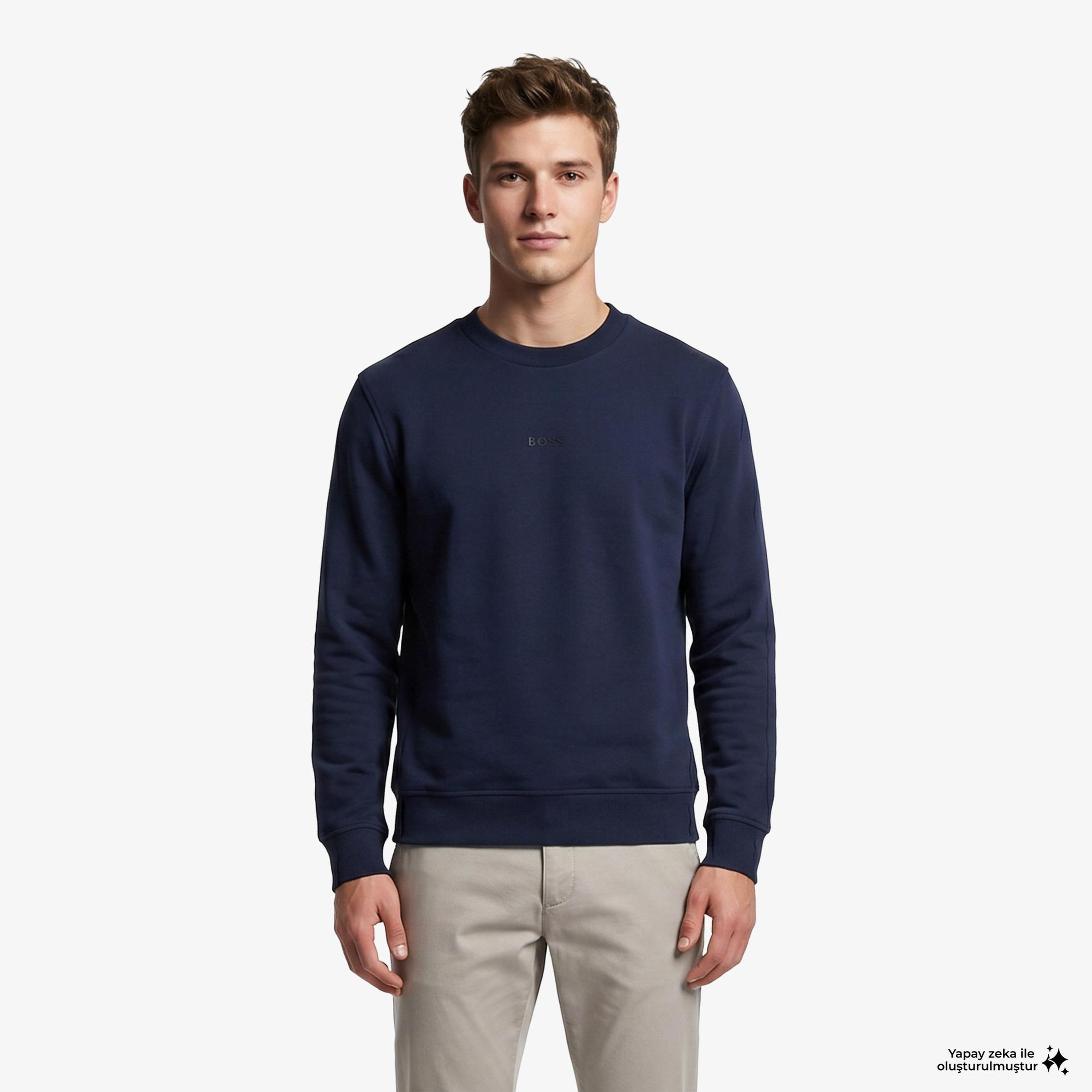 Boss We Small Crew Erkek Mavi Sweatshirt
