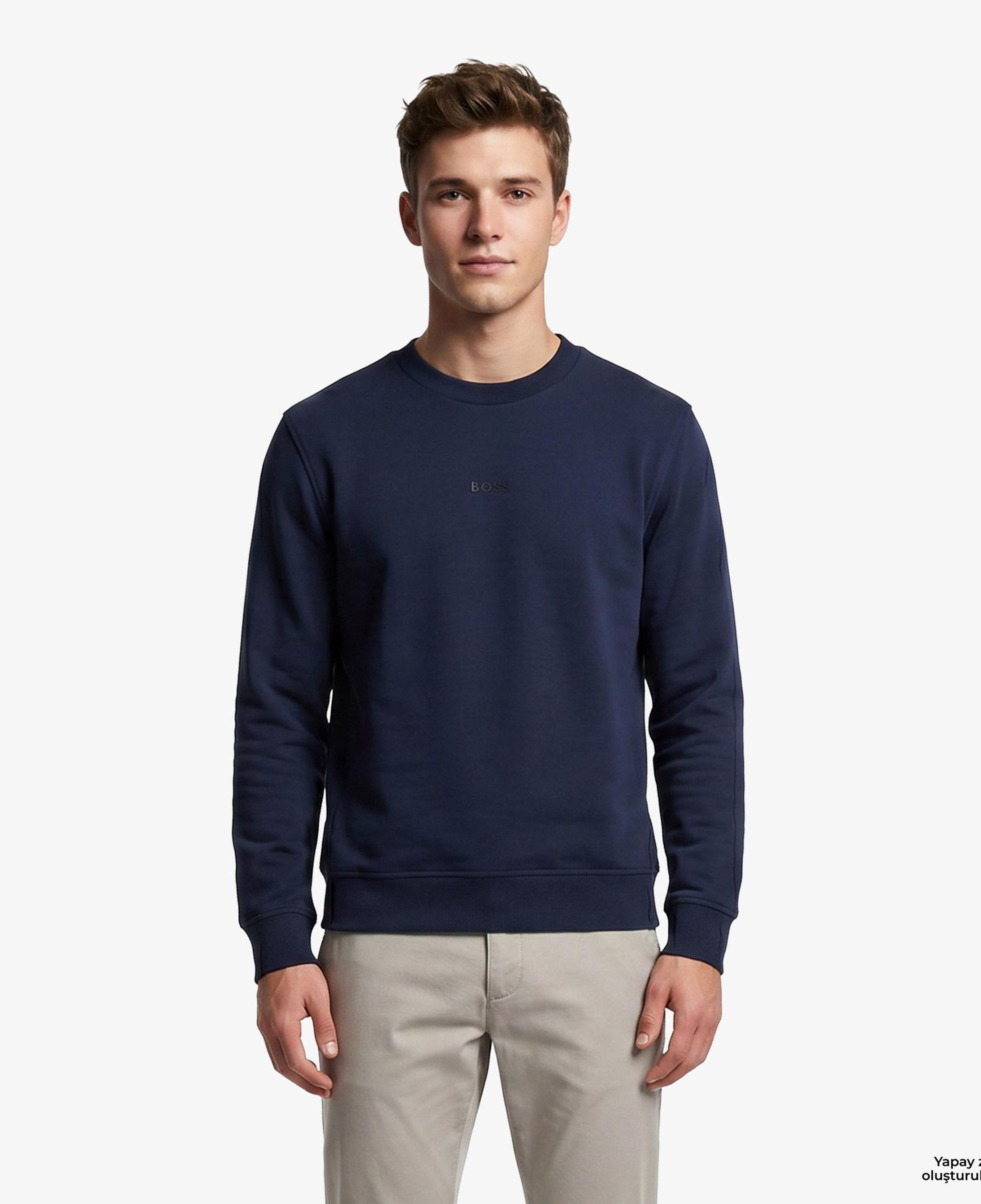 Boss We Small Crew Erkek Mavi Sweatshirt