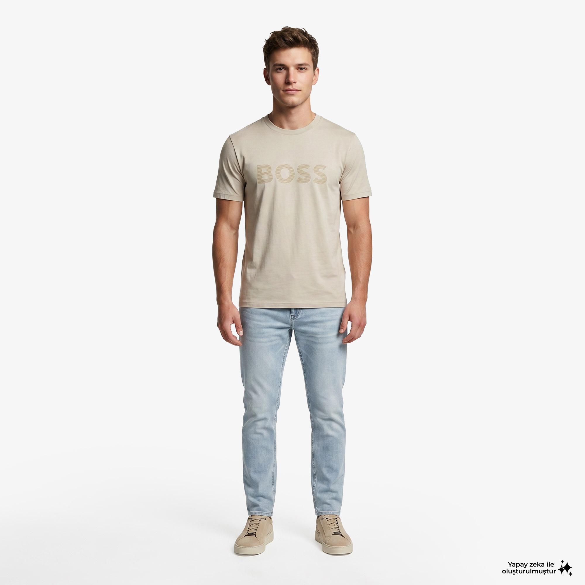 Boss Iconic Logo Erkek Bej T-Shirt
