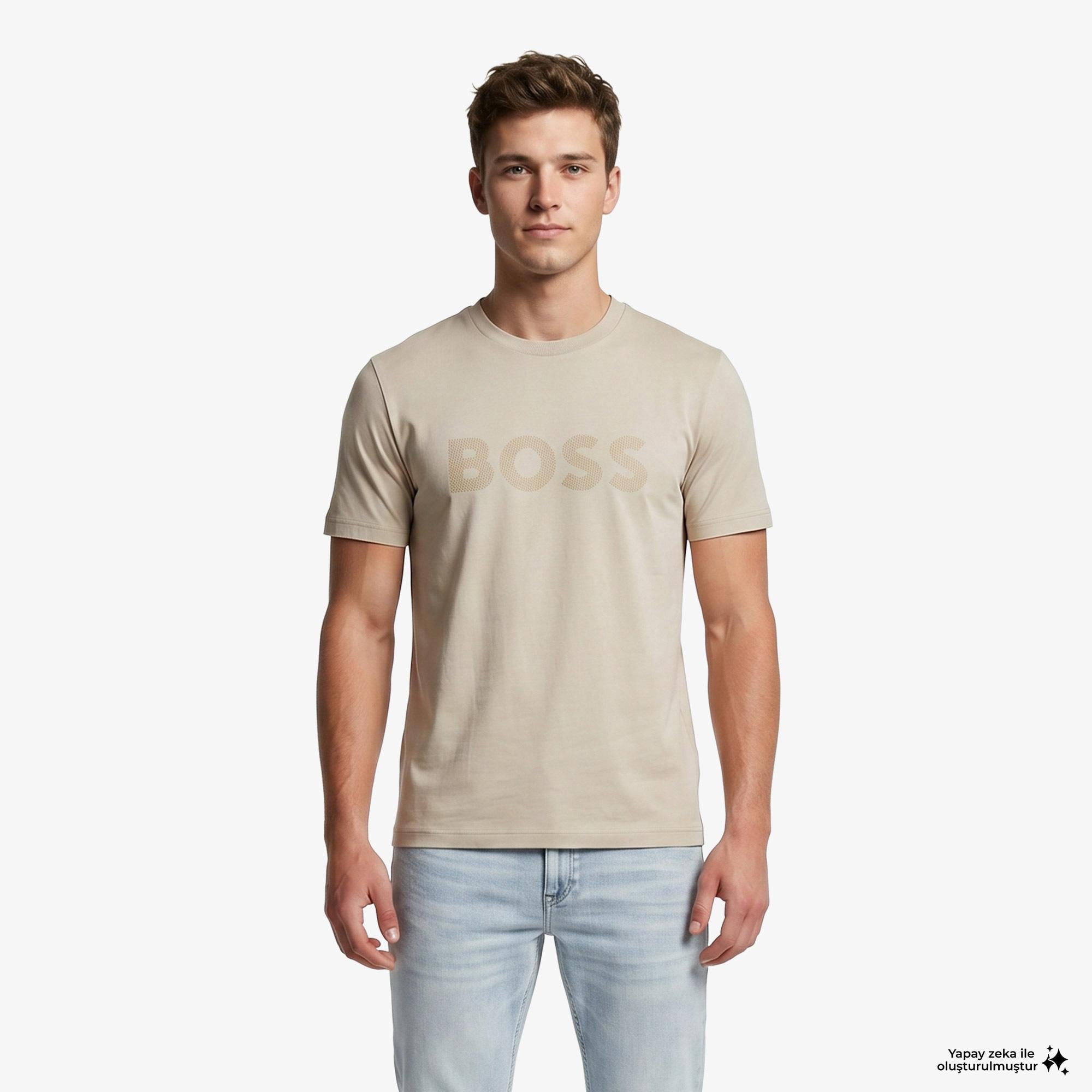 Boss Iconic Logo Erkek Bej T-Shirt