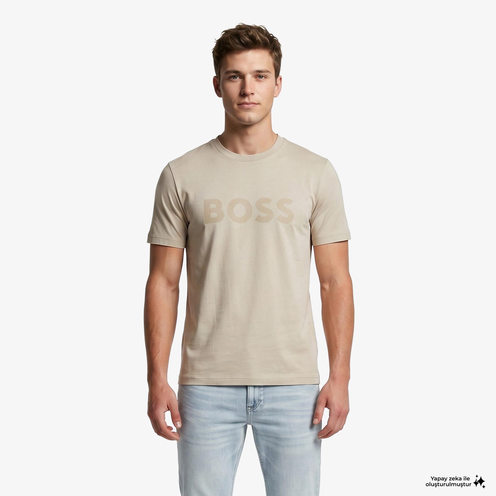 Boss Iconic Logo Erkek Bej T-Shirt