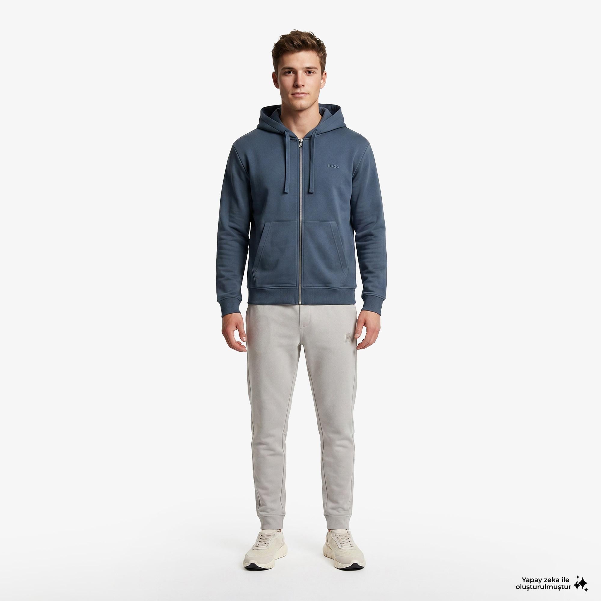 Hugo Dapo Fermuarlı Erkek Mavi Sweatshirt