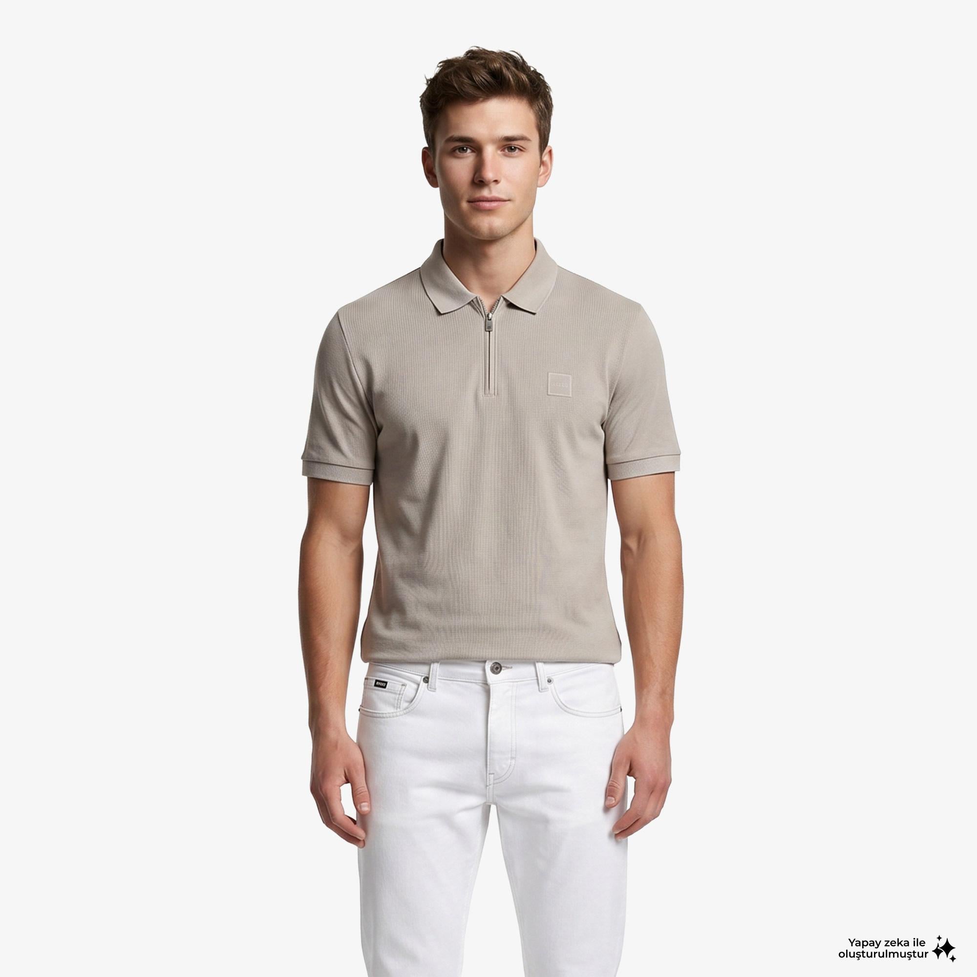 Boss Passerzip Erkek Gri Polo