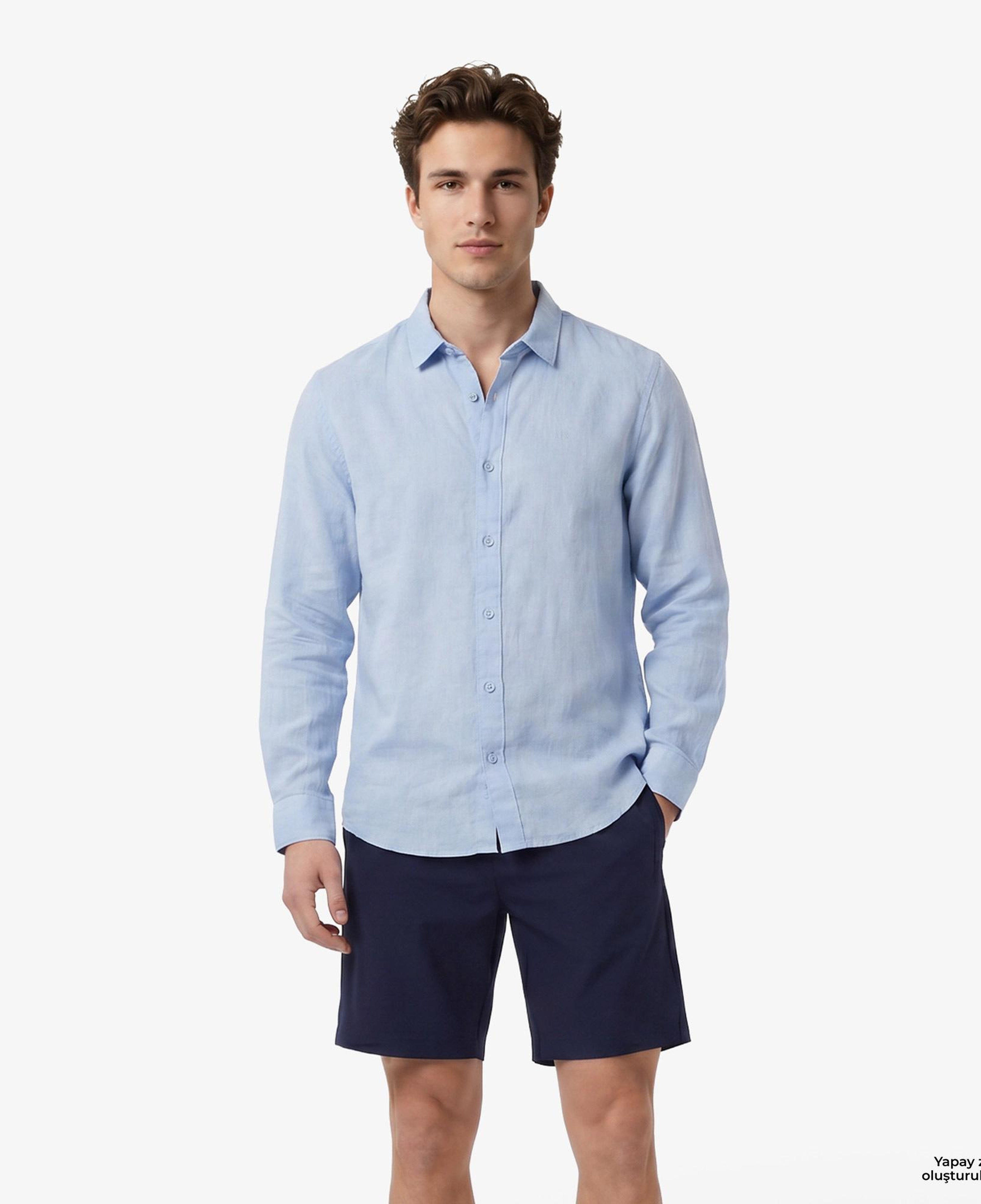 Armani Exchange Erkek Siyah Keten Gömlek