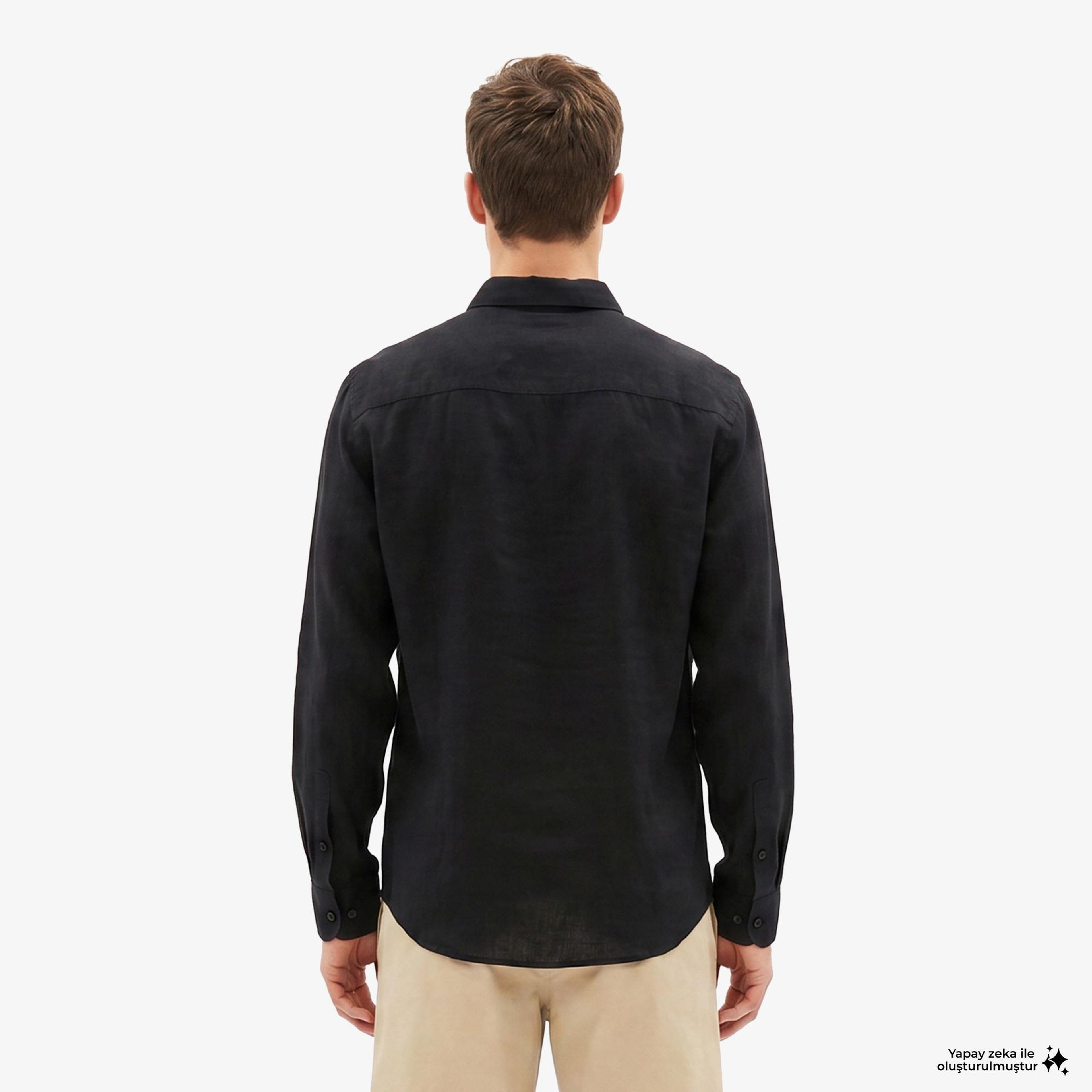 Armani Exchange Erkek Lacivert Keten Gömlek