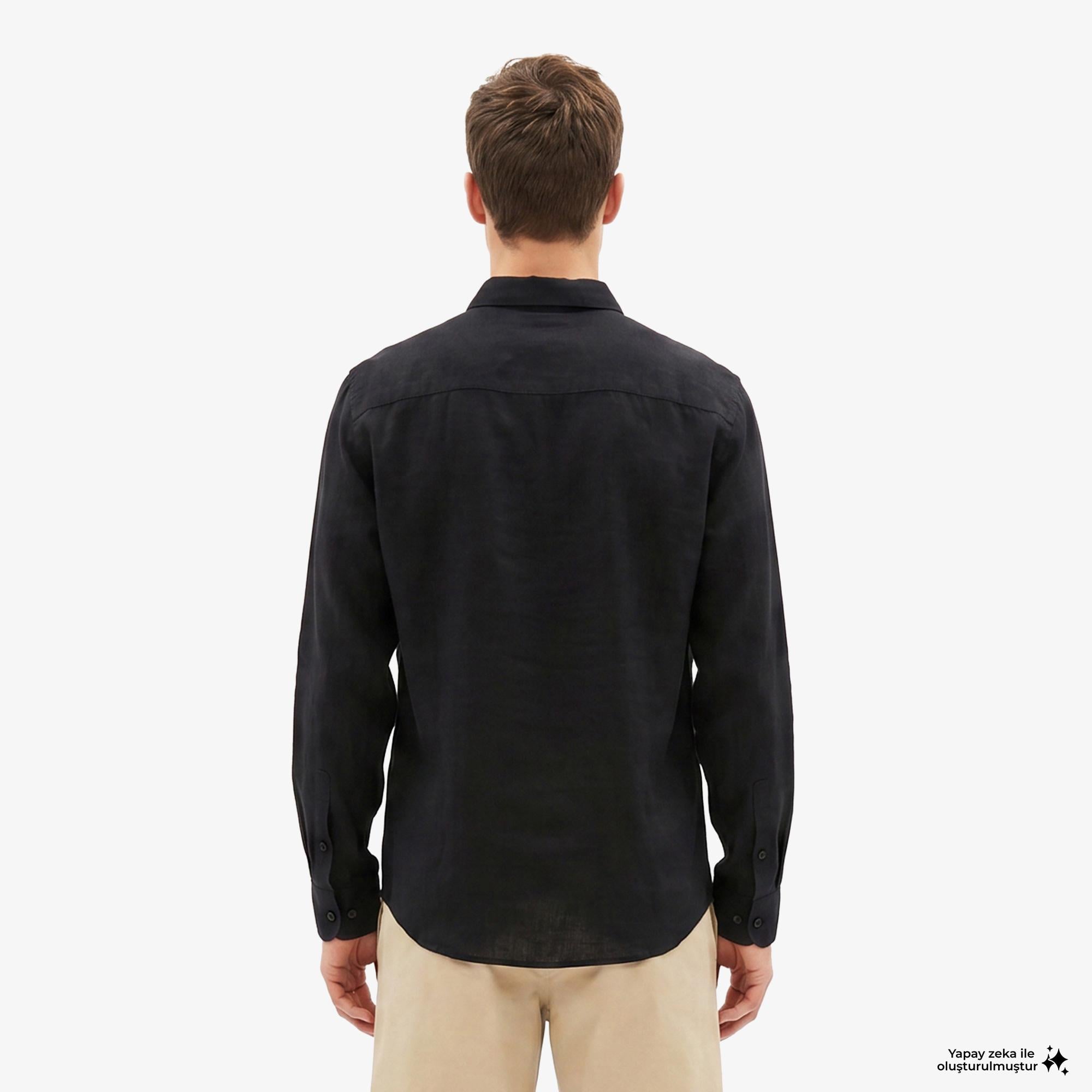 Armani Exchange Erkek Lacivert Keten Gömlek