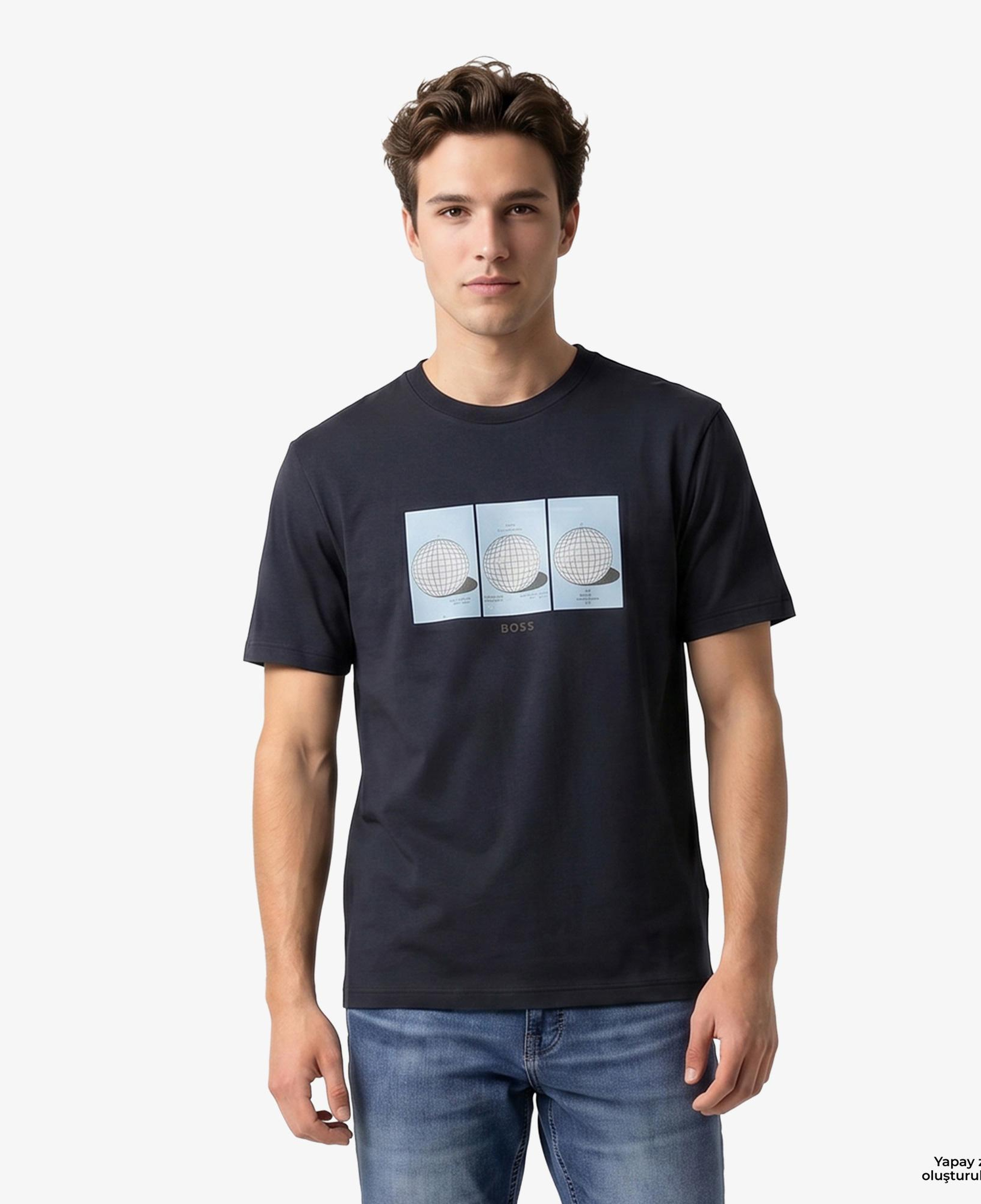 Boss Terrace Photo Erkek Lacivert T-Shirt