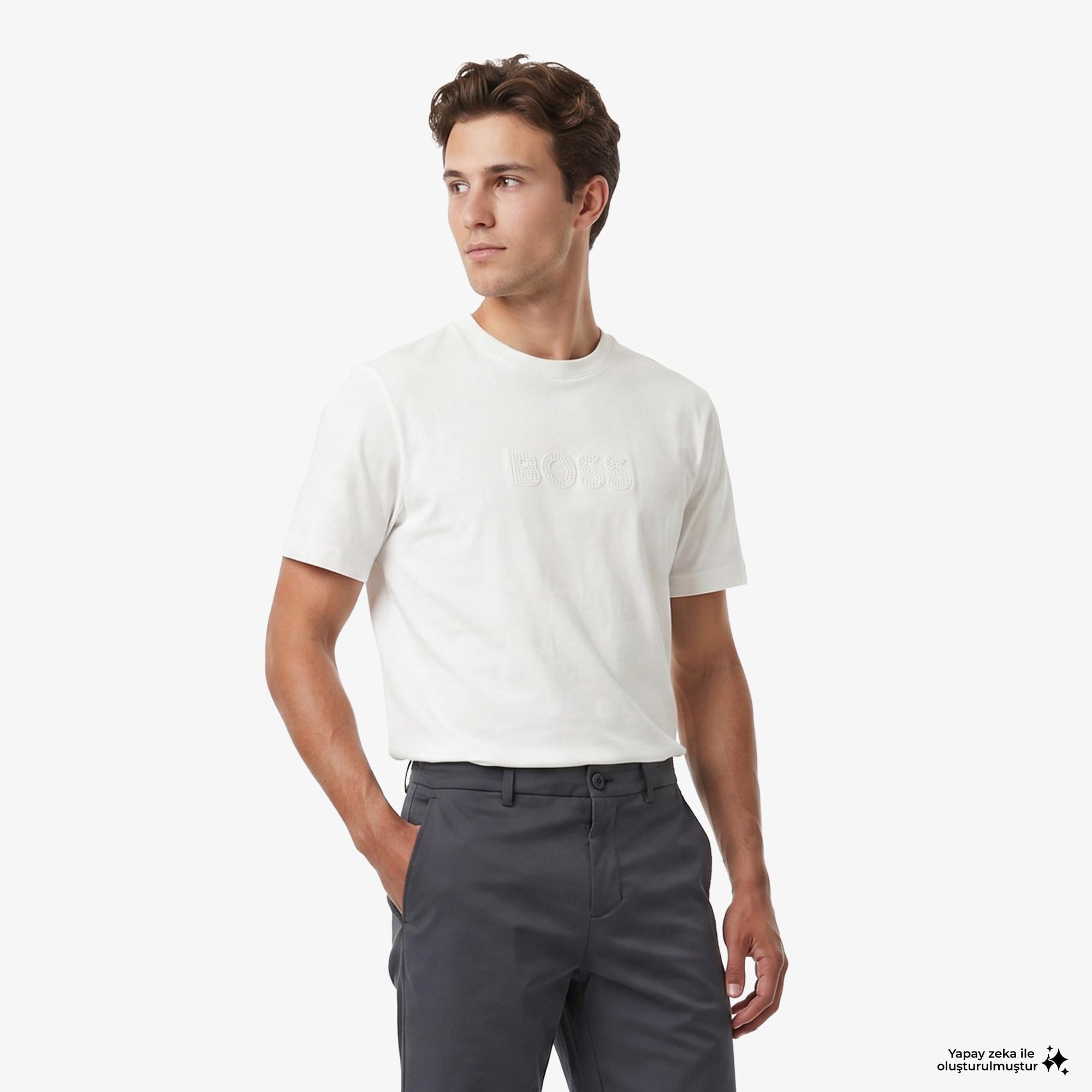 Boss Terrace Logo Erkek Beyaz T-Shirt