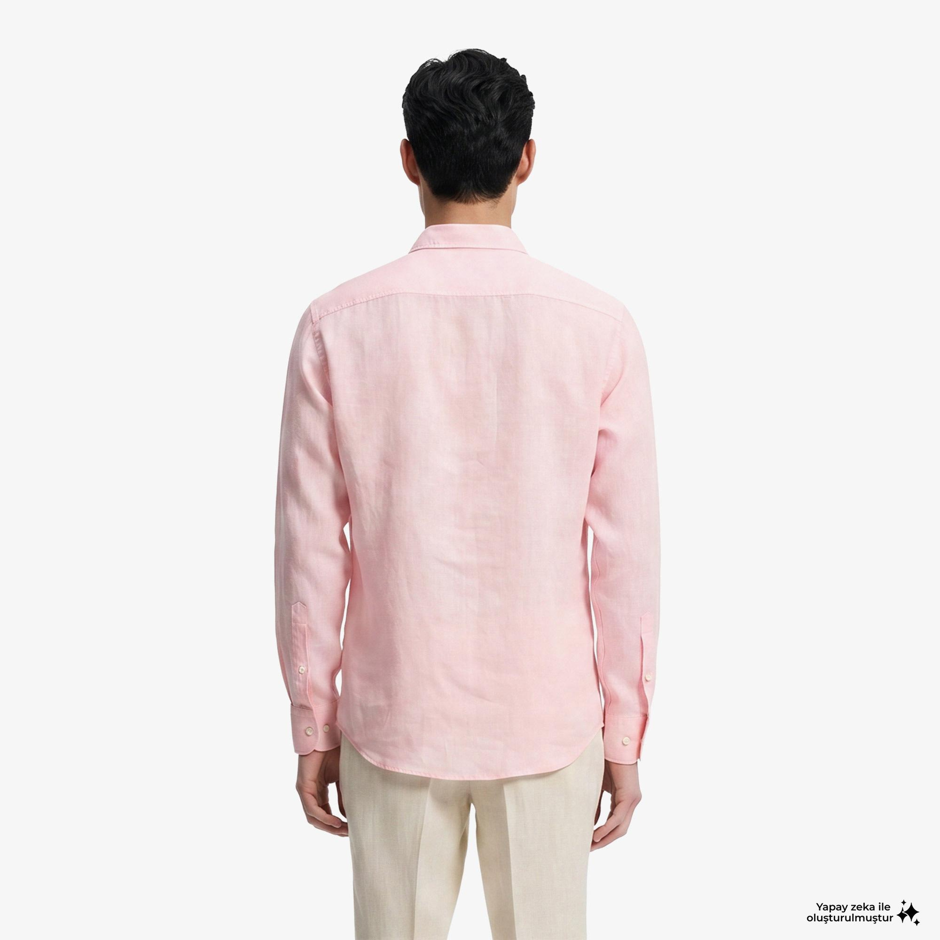 Boss Relegant Erkek Pembe Keten Gömlek
