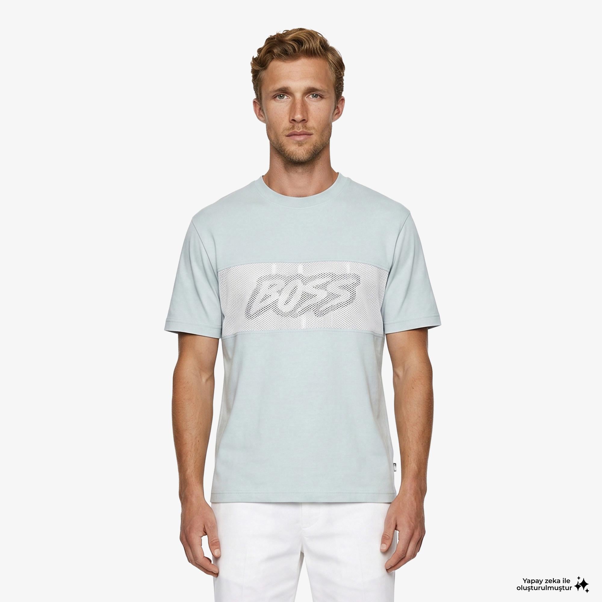 Boss Mesh Erkek Mavi T-Shirt