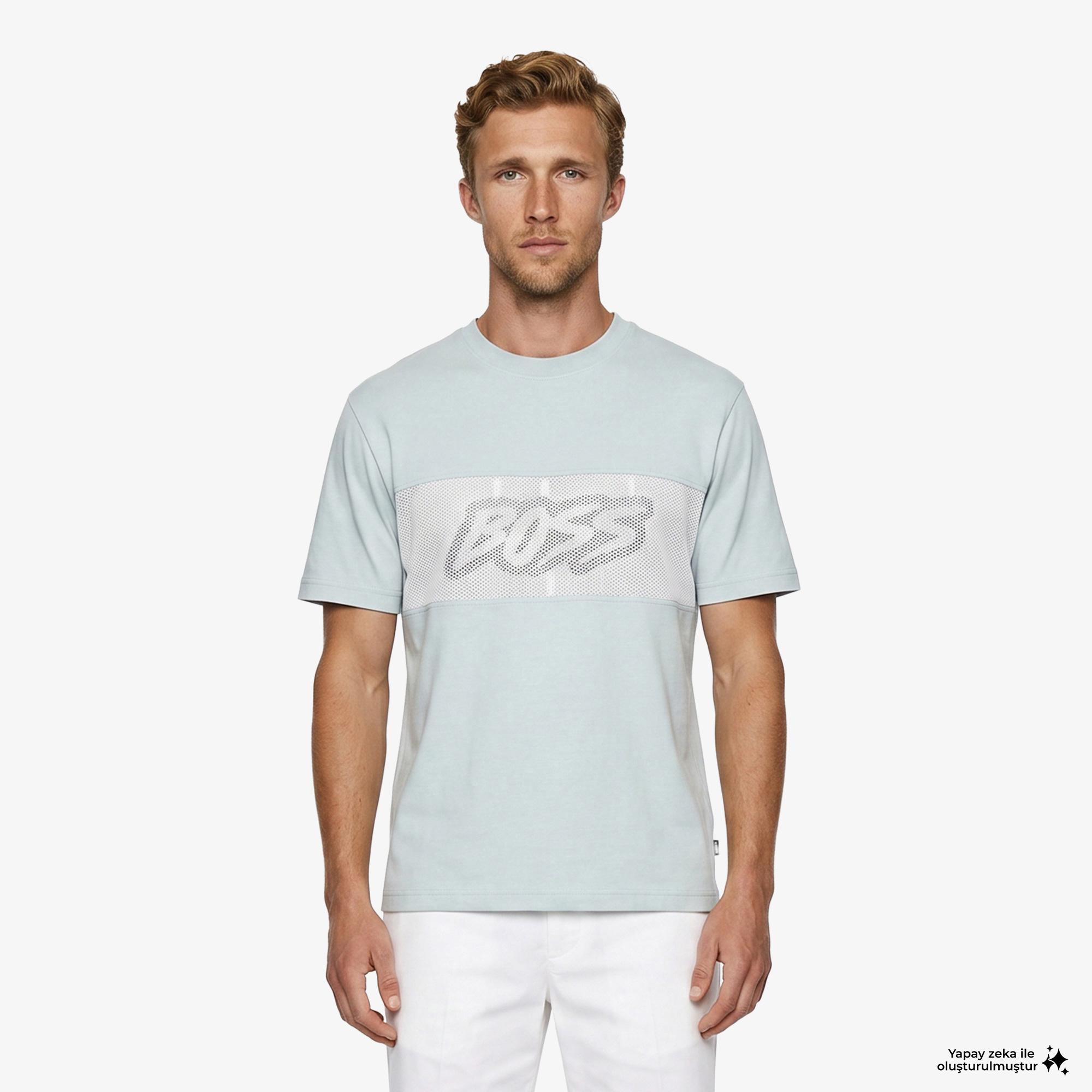 Boss Mesh Erkek Mavi T-Shirt