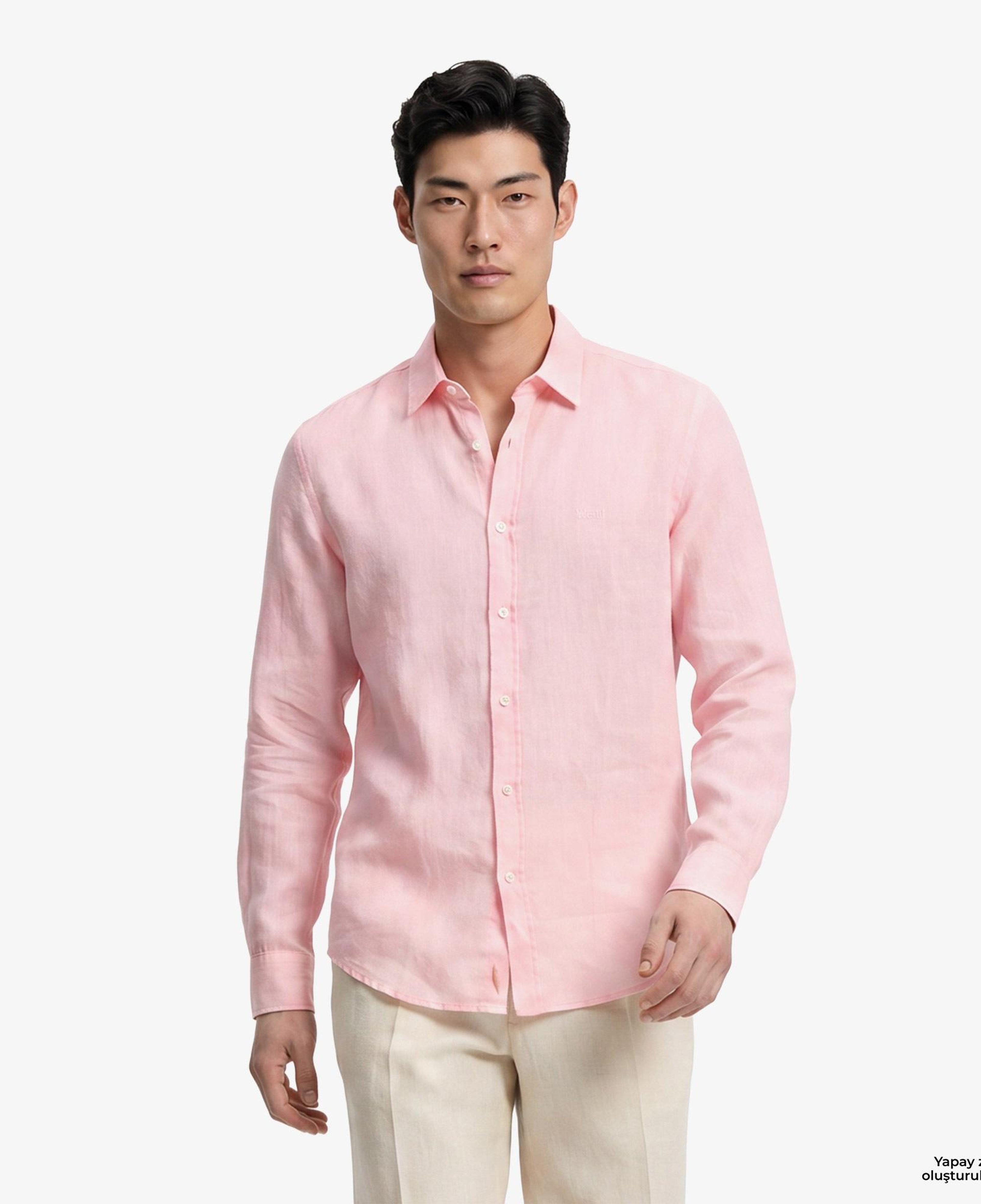 Boss Relegant Erkek Pembe Keten Gömlek