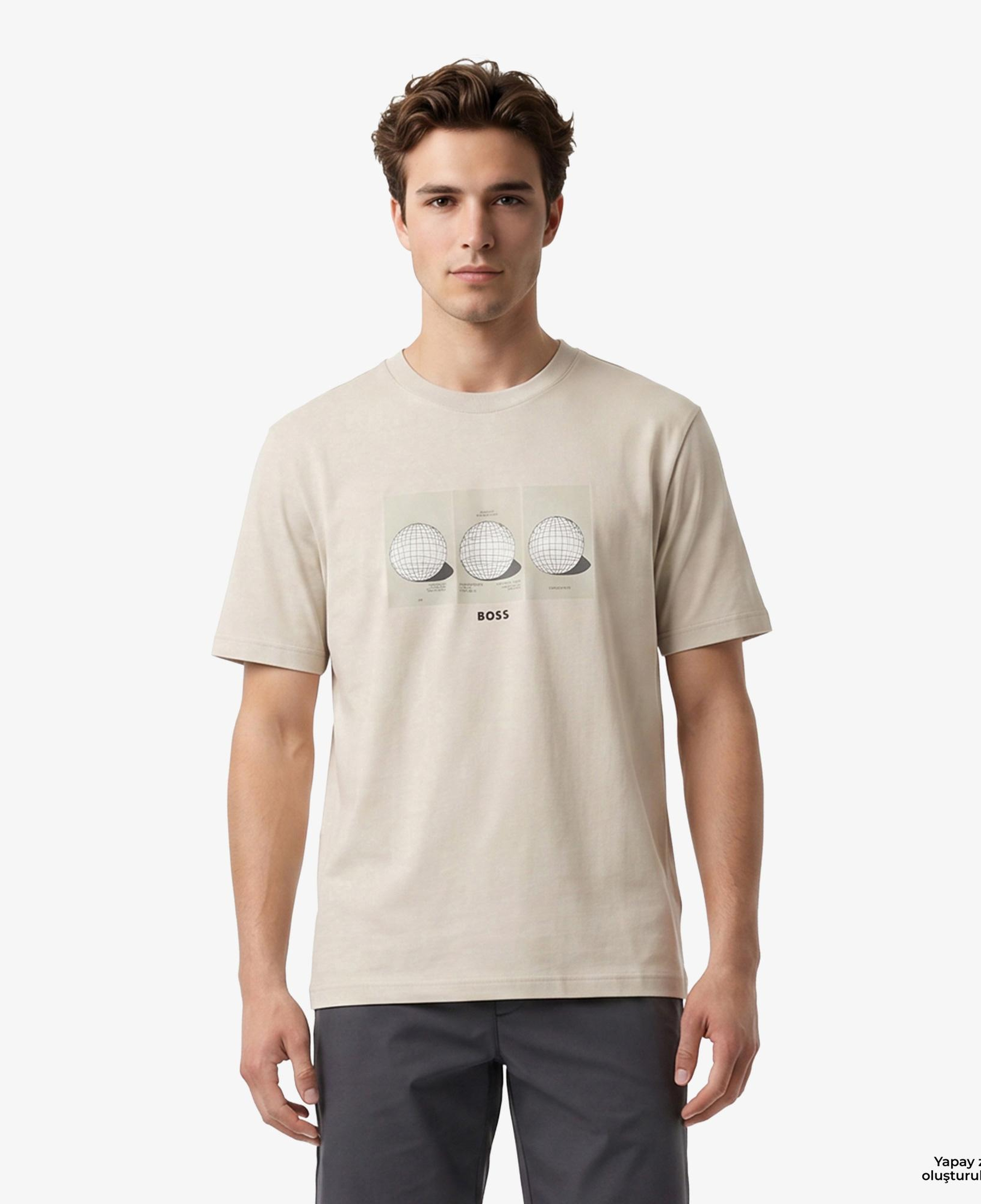 Boss Terrace Photo Erkek Bej T-Shirt