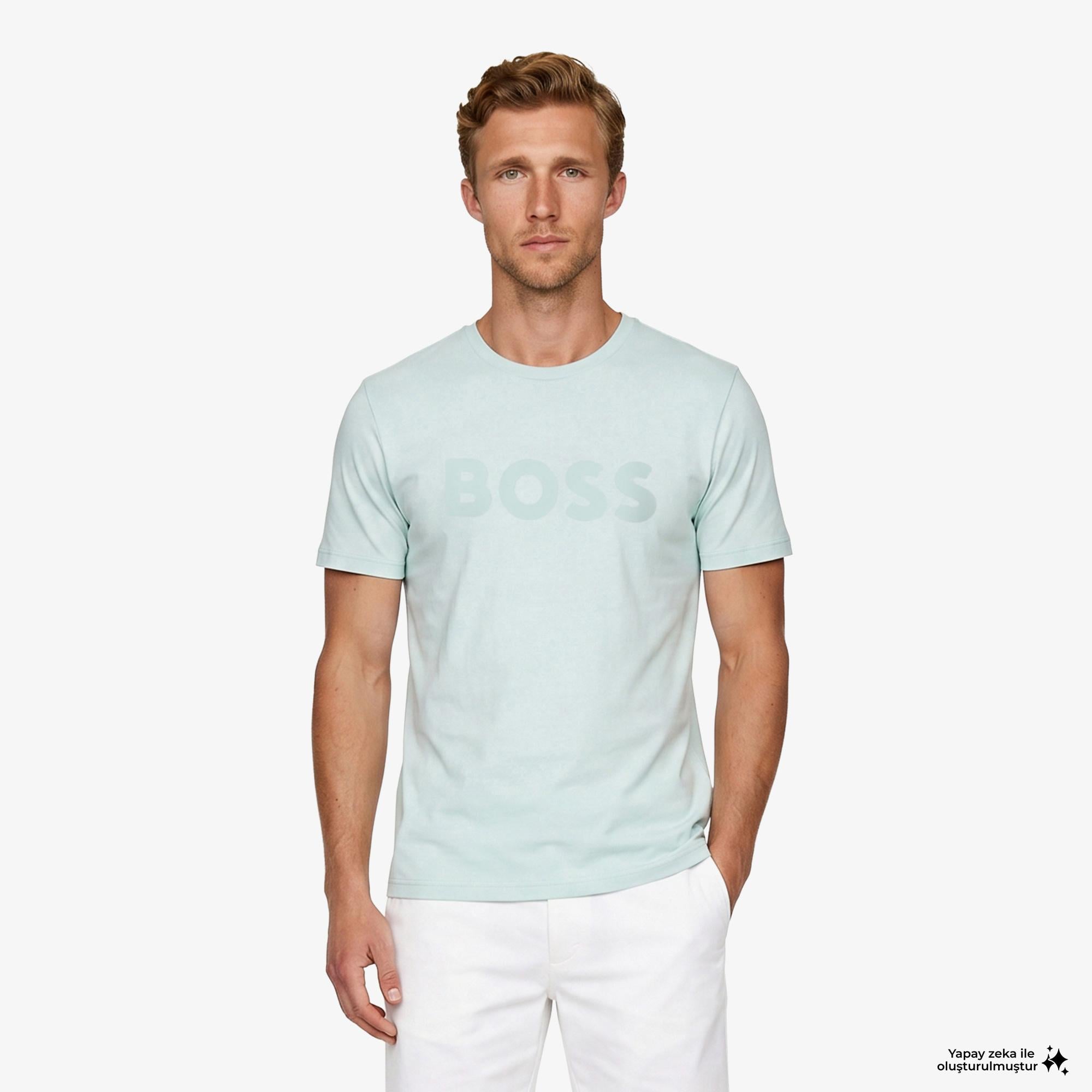 Boss Thinking Erkek Mavi T-Shirt