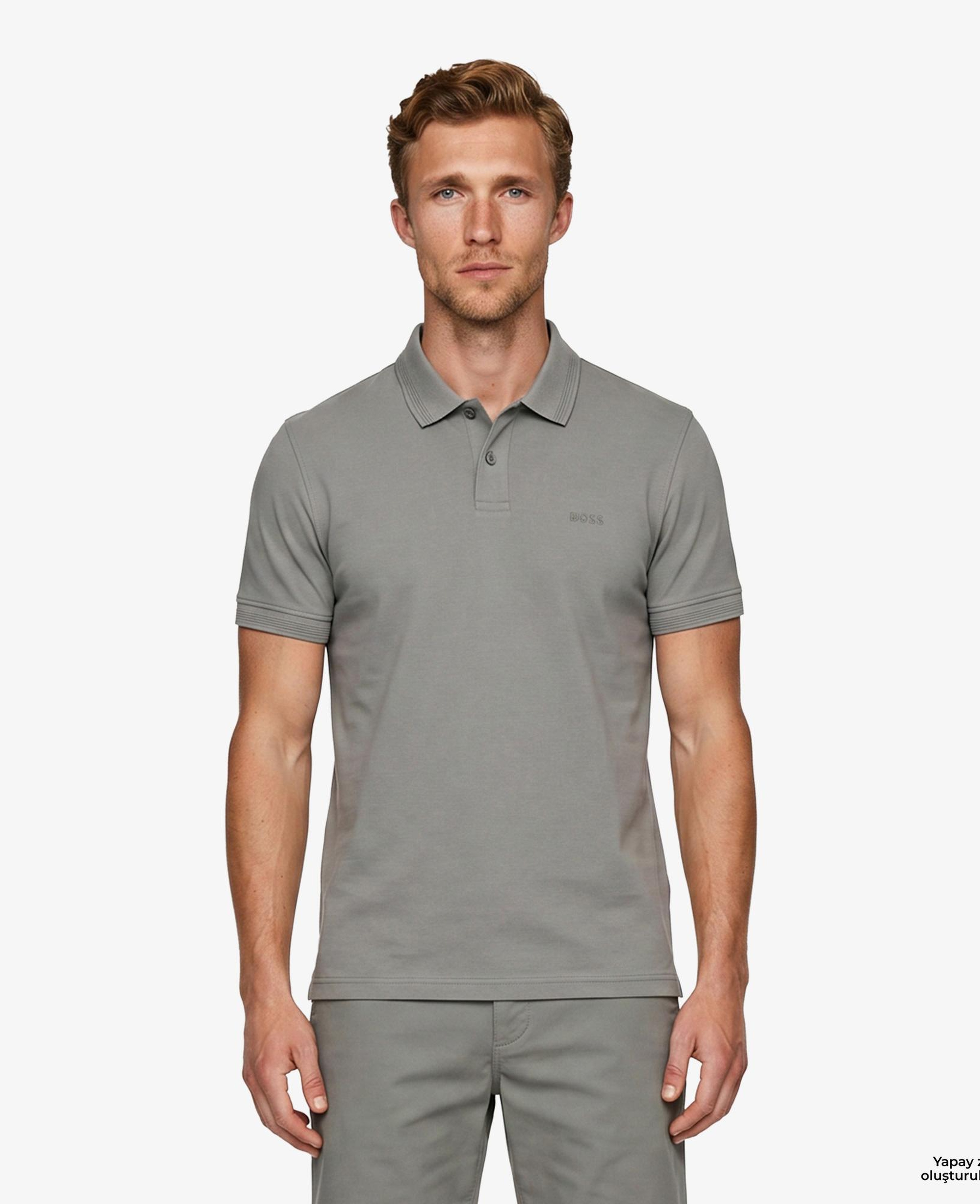 Boss Interlock Erkek Gri Polo