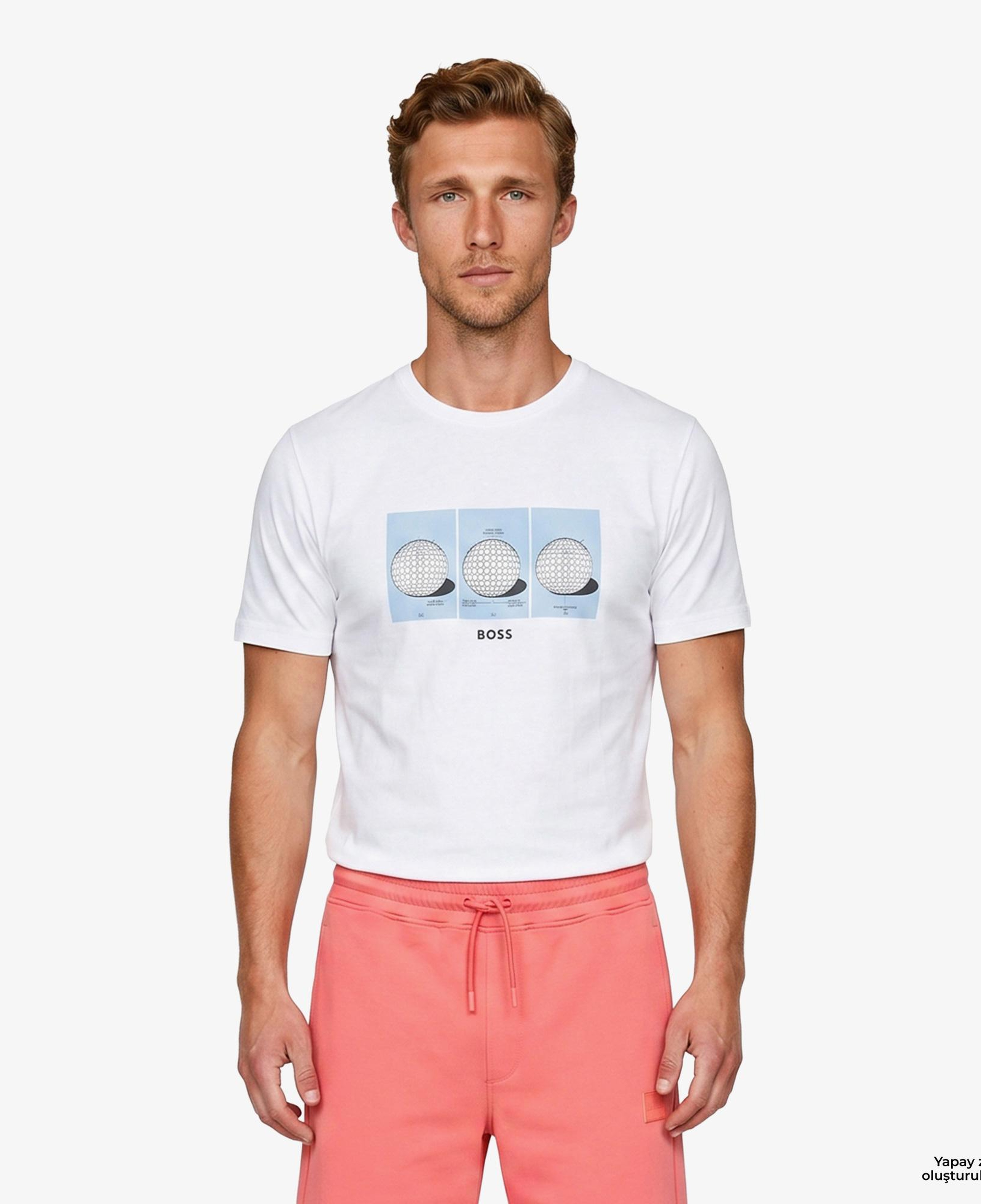 Boss Terrace Photo Erkek Beyaz T-Shirt