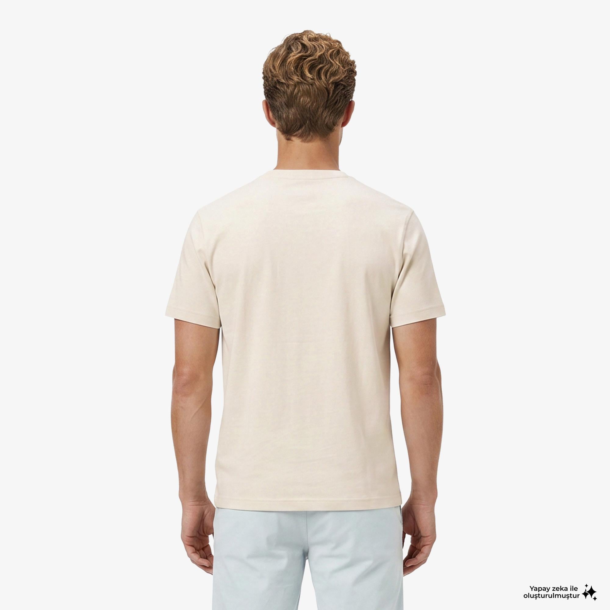 Boss Terrace Logo Erkek Bej T-Shirt