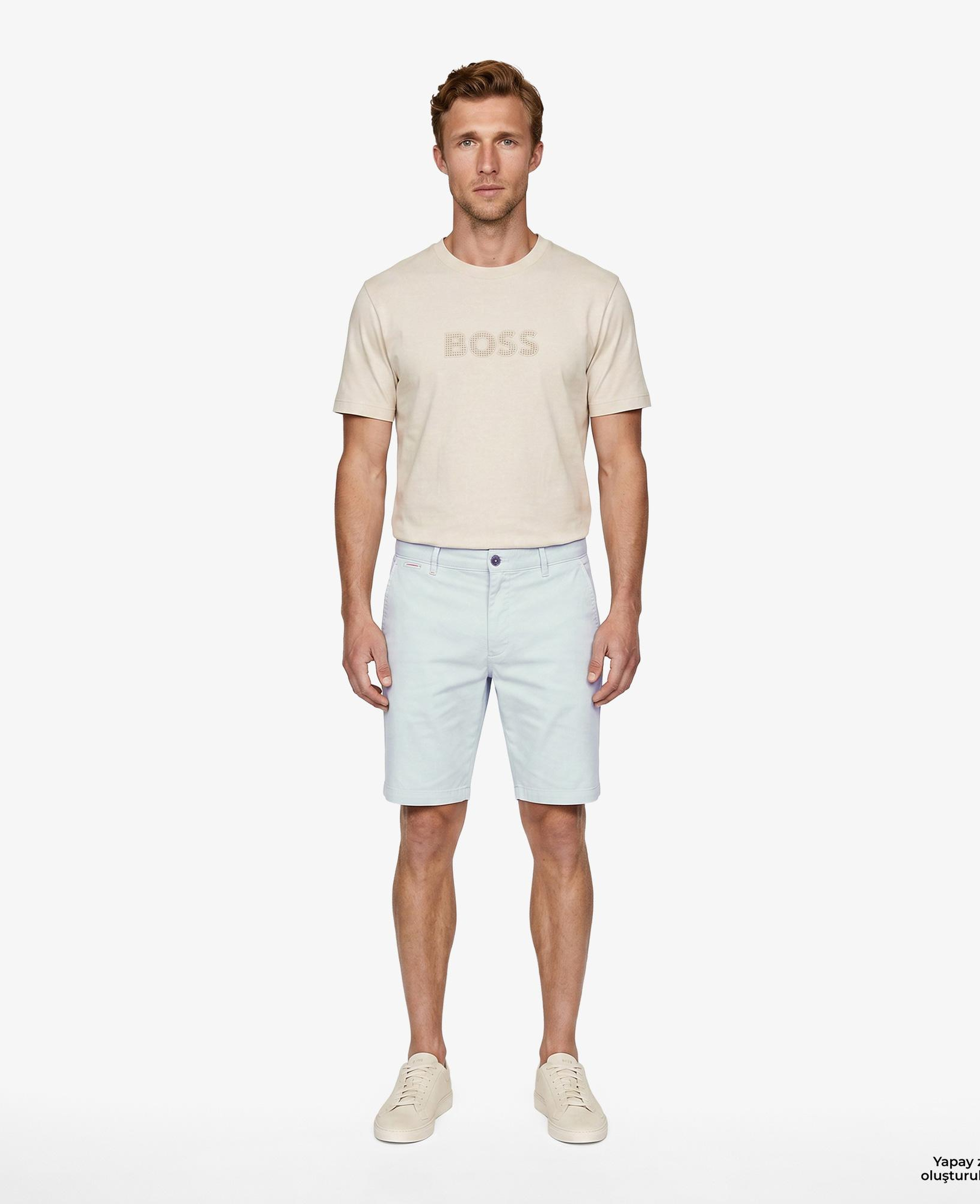 Boss Terrace Logo Erkek Bej T-Shirt