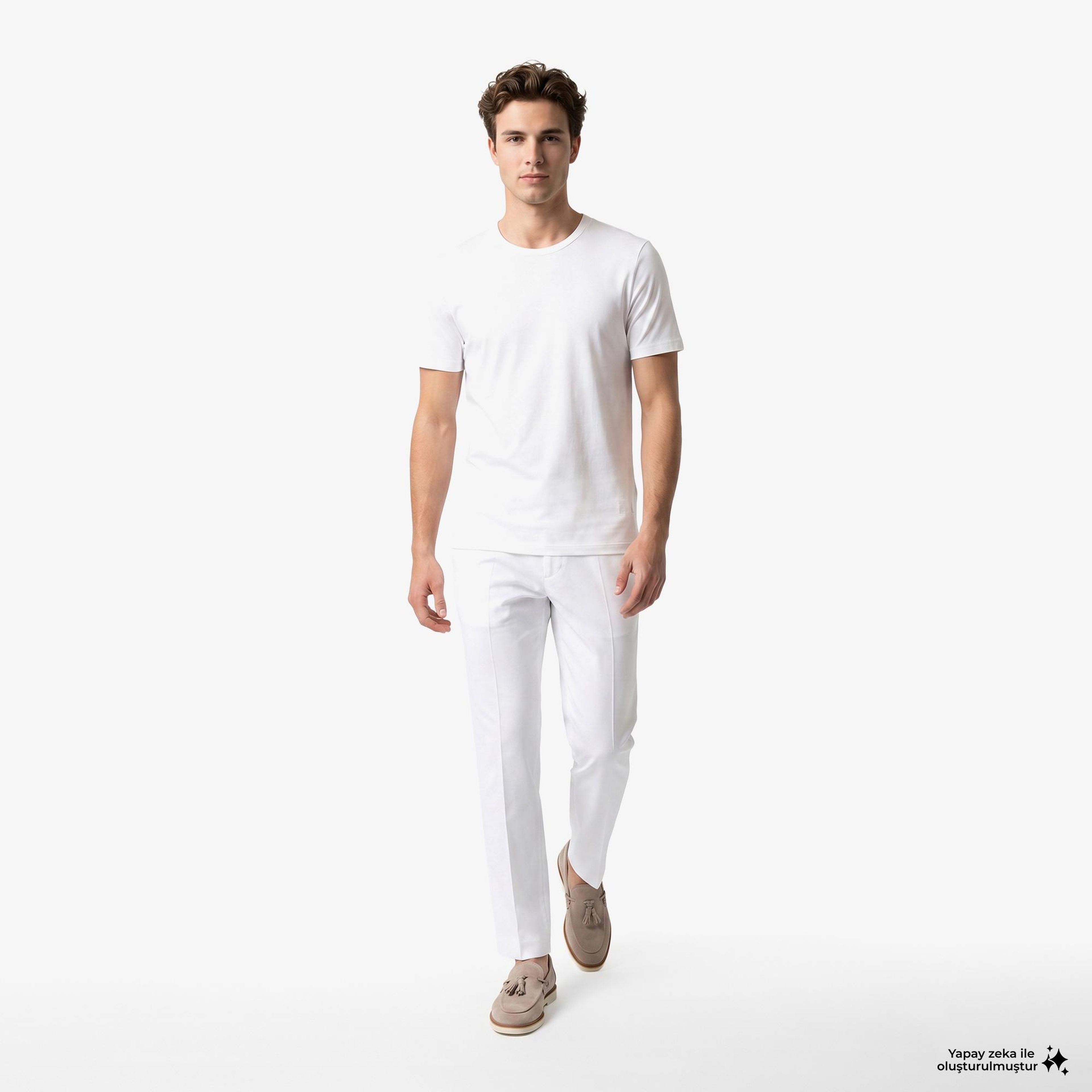 Boss 2'li Modern Erkek Beyaz T-Shirt
