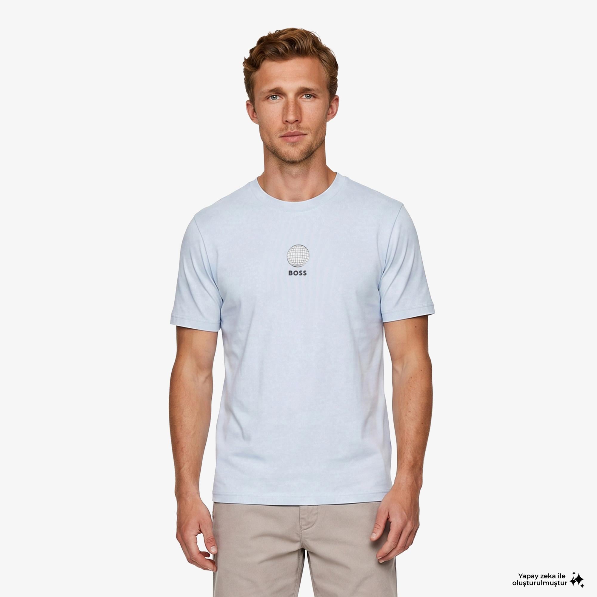 Boss Terrace Graphic Erkek Mavi T-Shirt